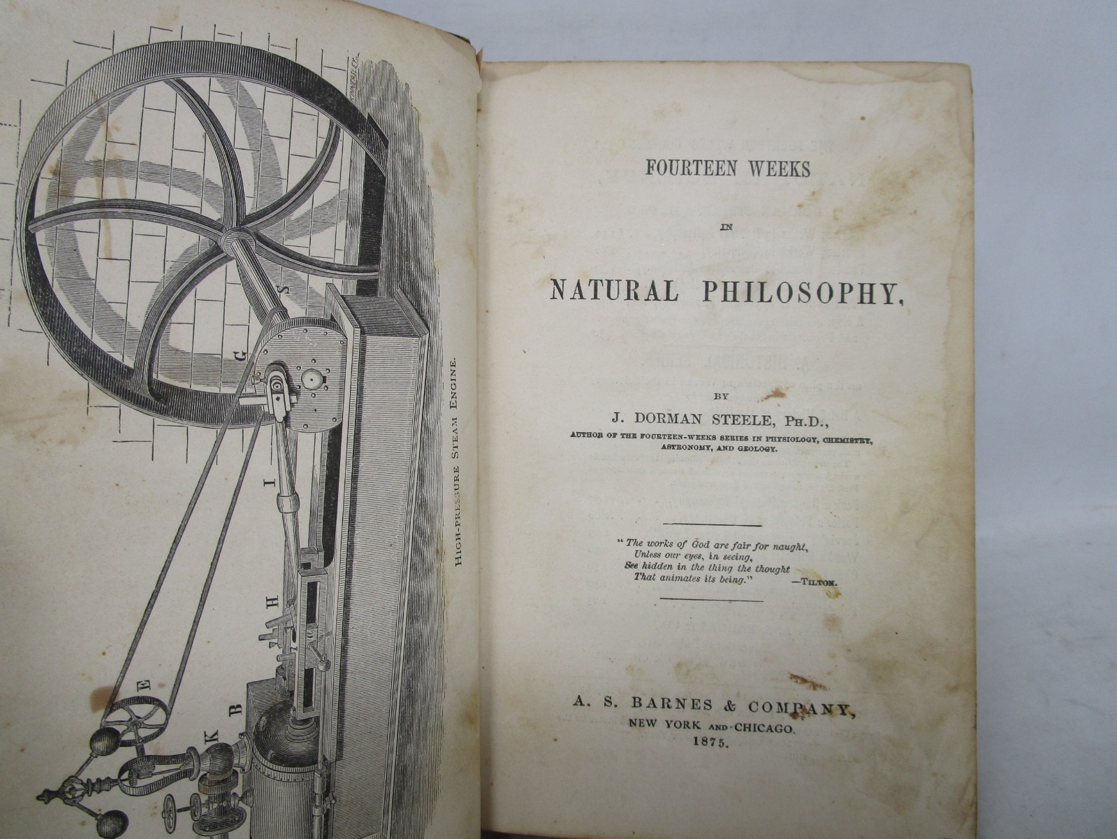 Fourteen Weeks in Natural Philosophy by J. Dorman Steele 1875 Sample Copy