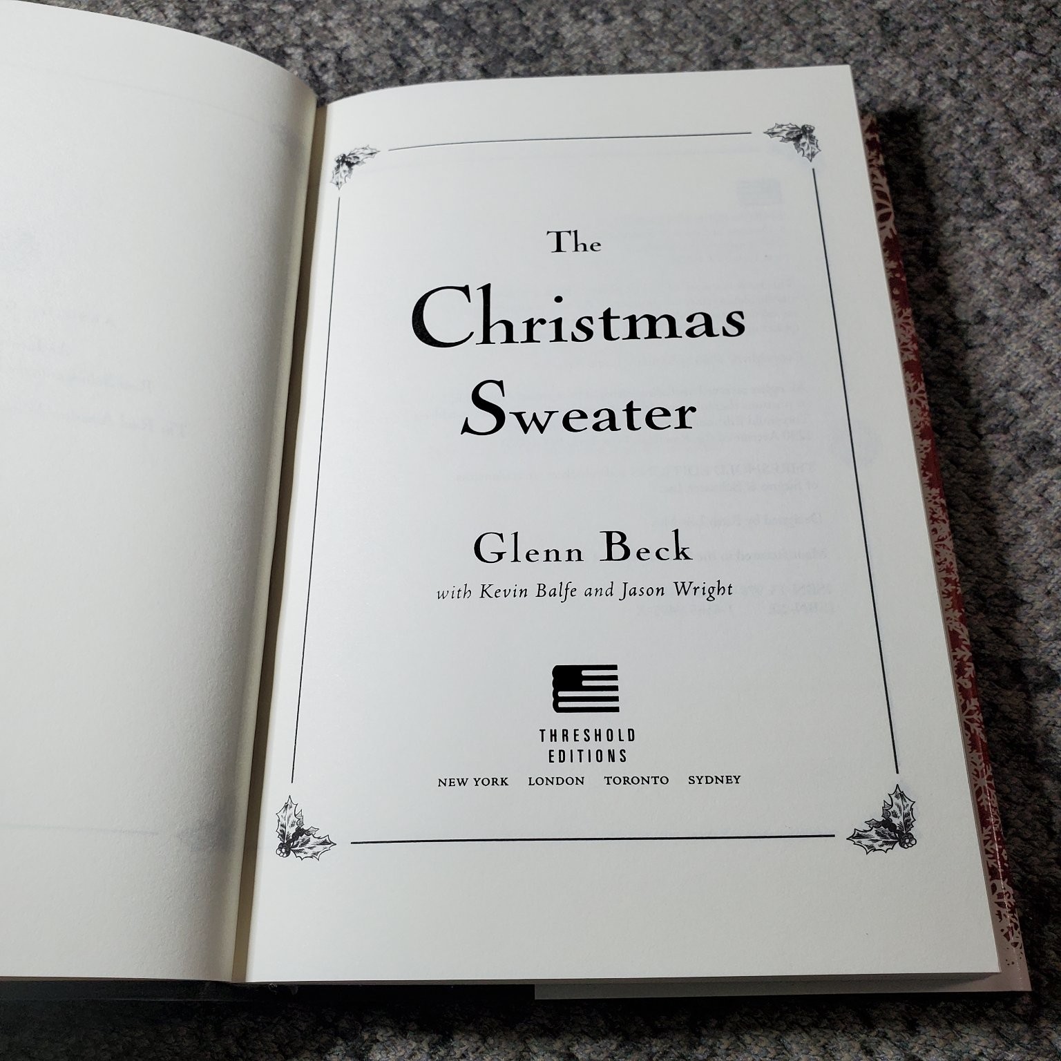 The Christmas Sweater Glenn Beck 2008 Hardcover Threshold Editions