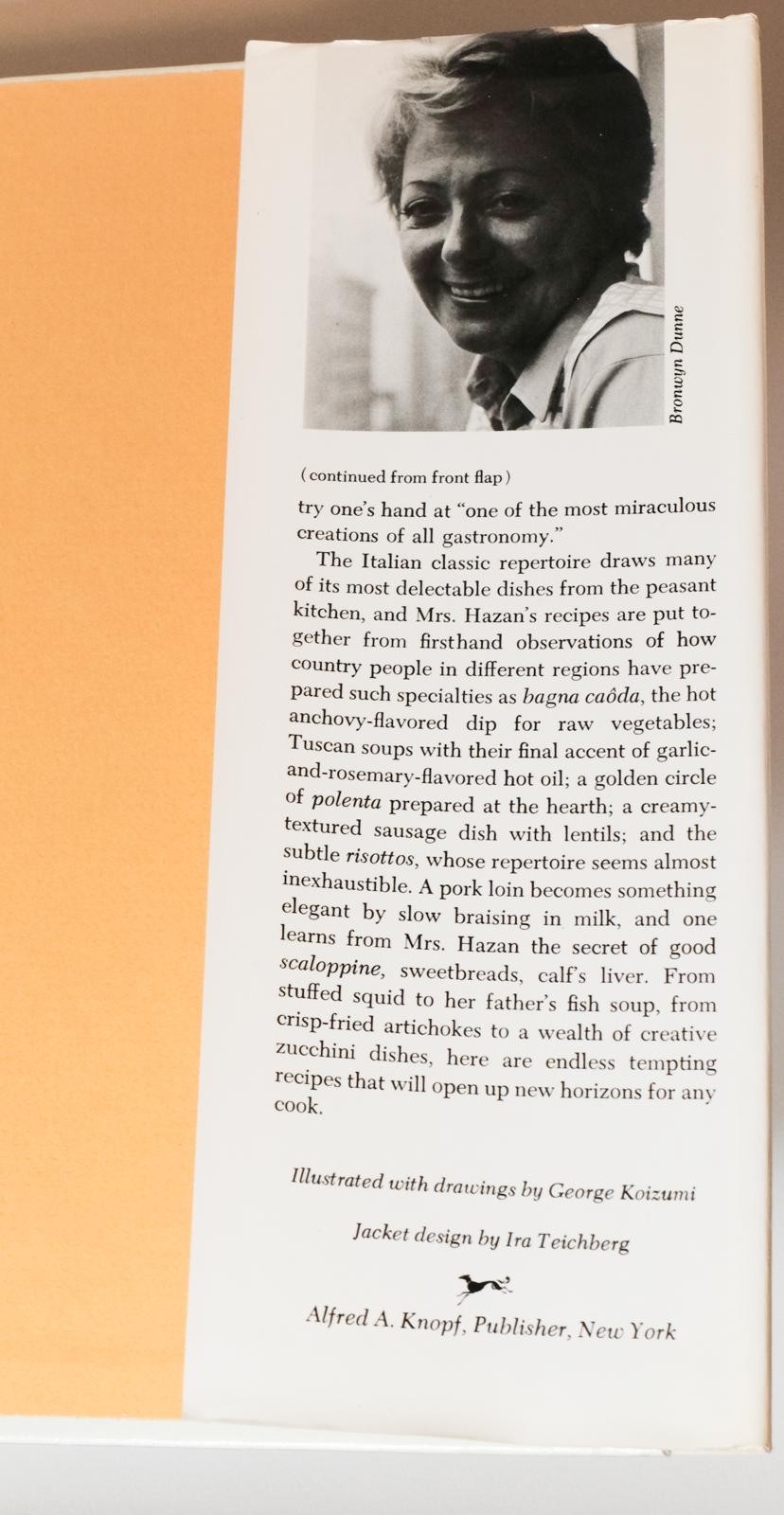 Hazan, Marcella THE CLASSIC ITALIAN COOK BOOK 1976 1st Knopf Edition