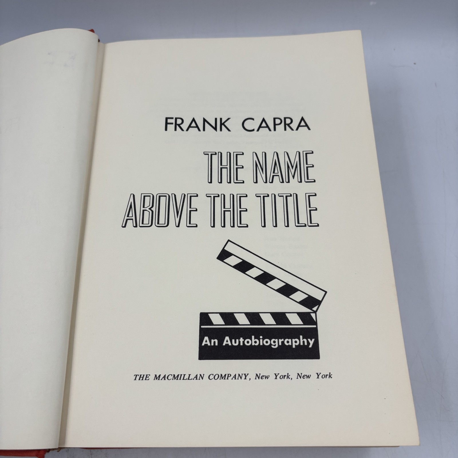 Frank Capra, The Name Above the Title, 1st Ed., HC & DJ (1971) Vintage Book