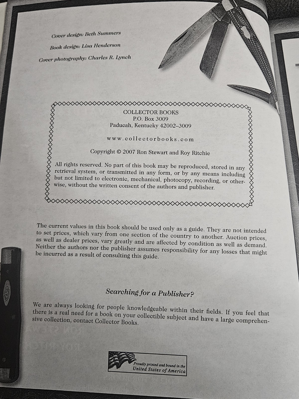 Big Book of Pocket Knives : Identification & Values – pbk Ron Stewart 3rd & 4th