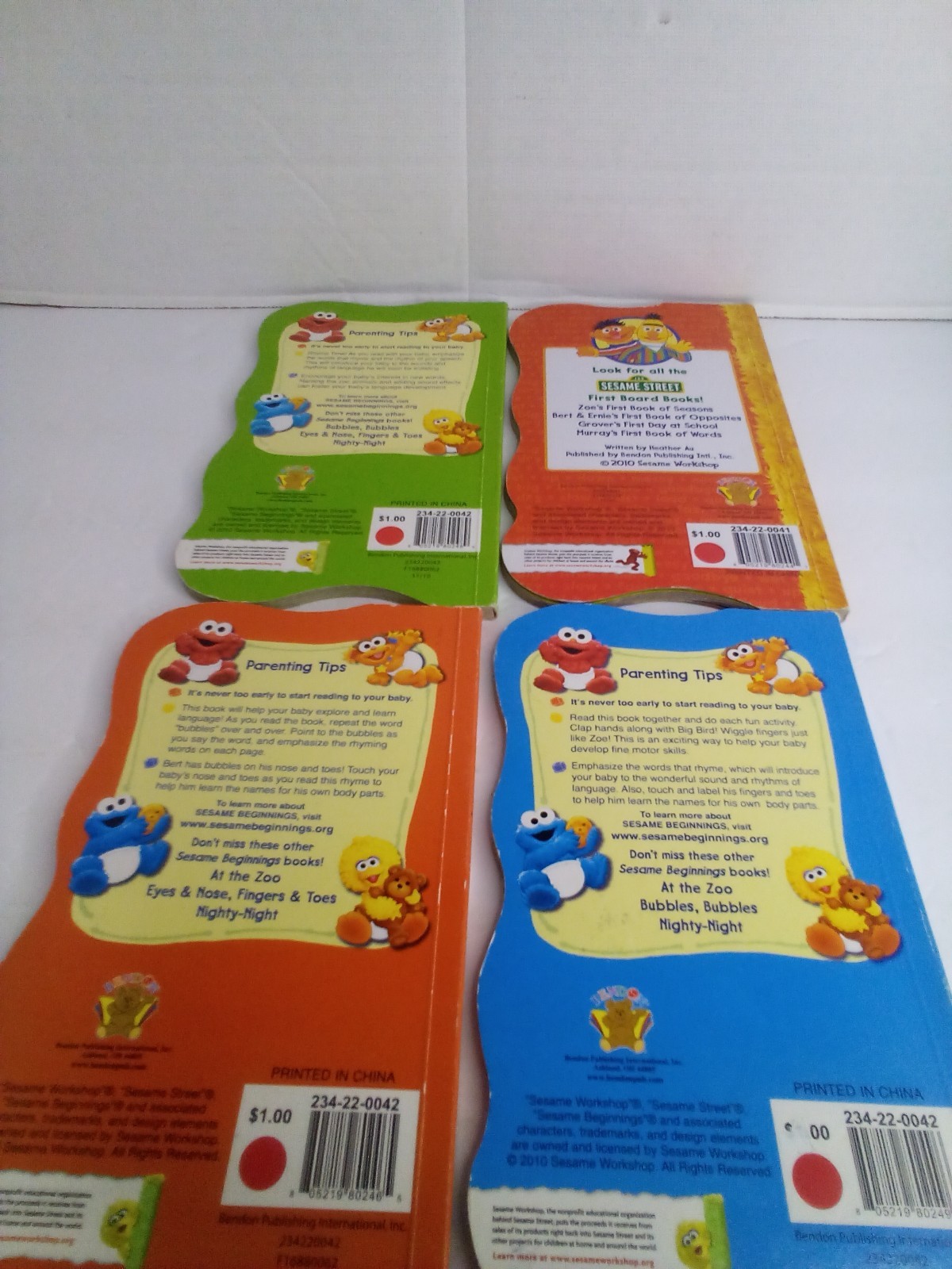 Sesame Street Board Book Lot of 4 Bendon Publishing