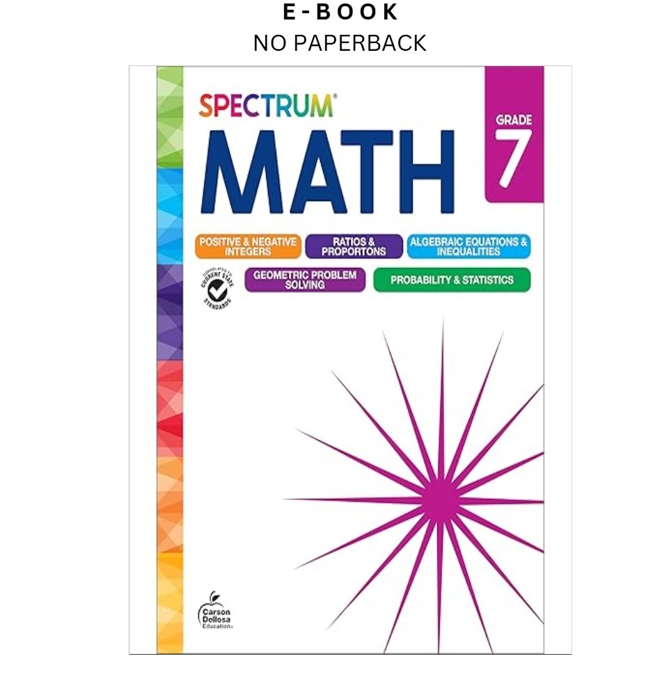 Spectrum 7th Grade Math Workbooks, Mathematics Middle Scho, Spectrum 2024