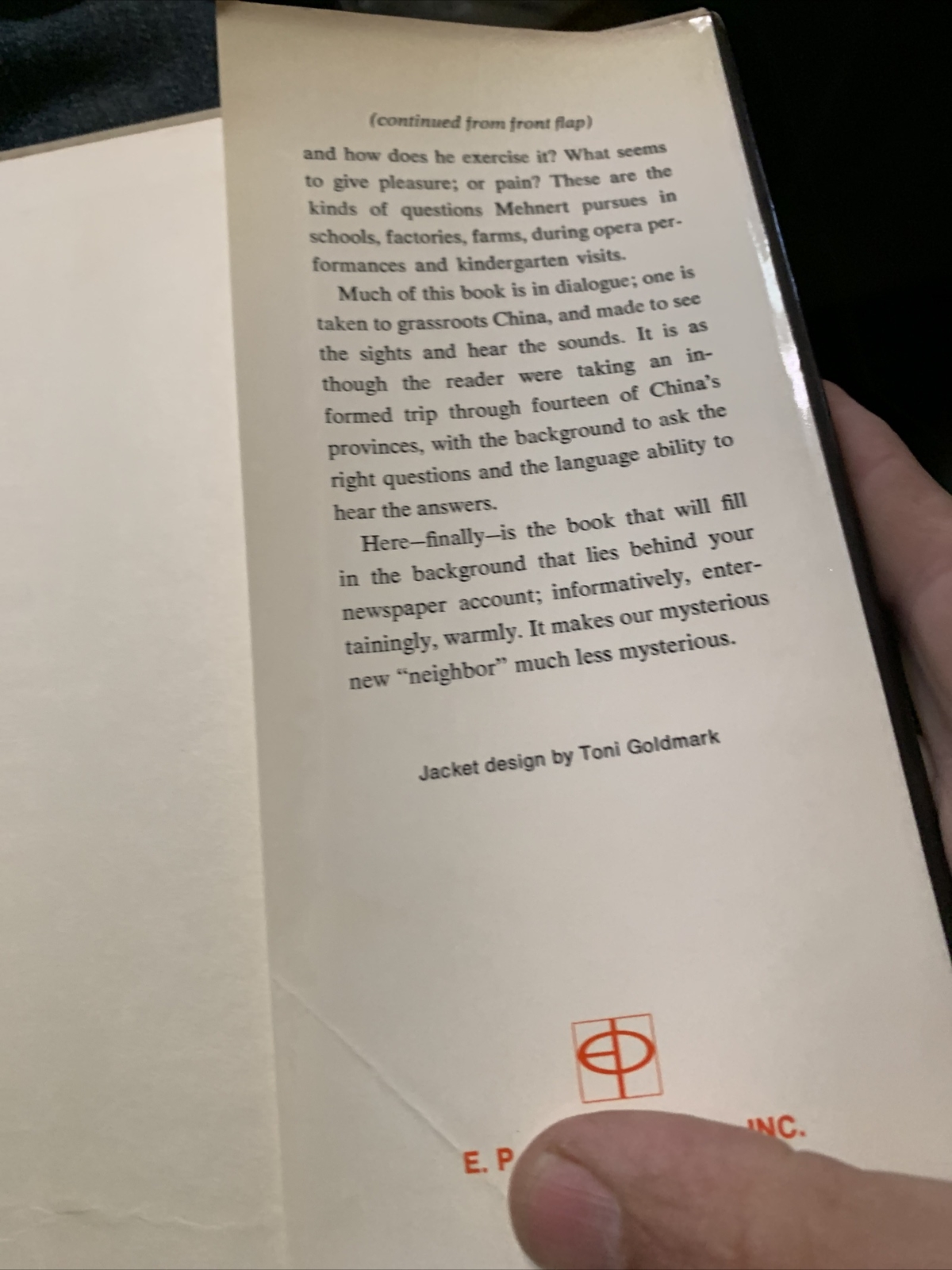 CHINA RETURNS By Klaus Mehnert First English Edition Hardcover 1972 Edition
