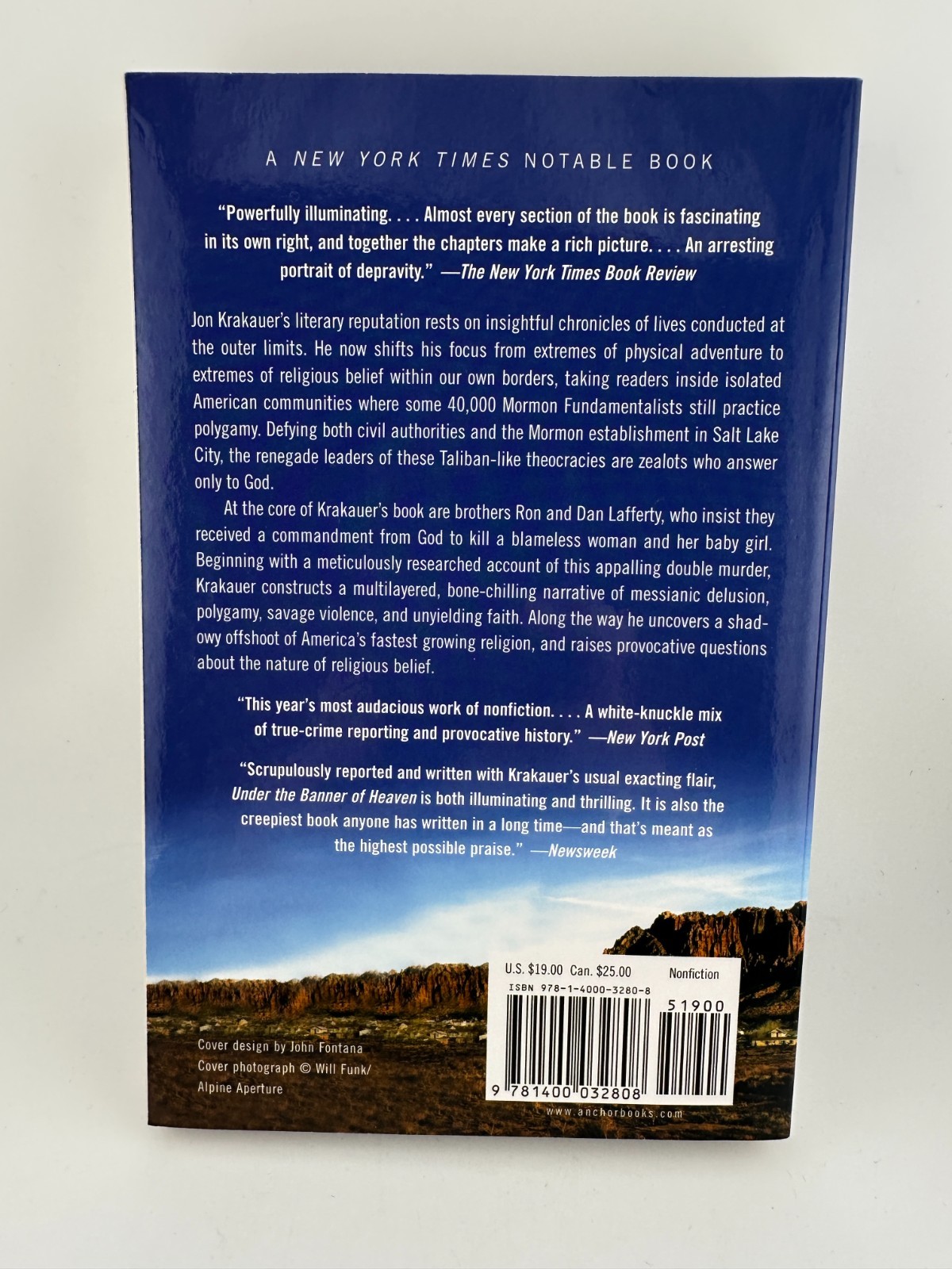 Under the Banner of Heaven Jon Krakauer Paperback Anchor Books Religion Crime