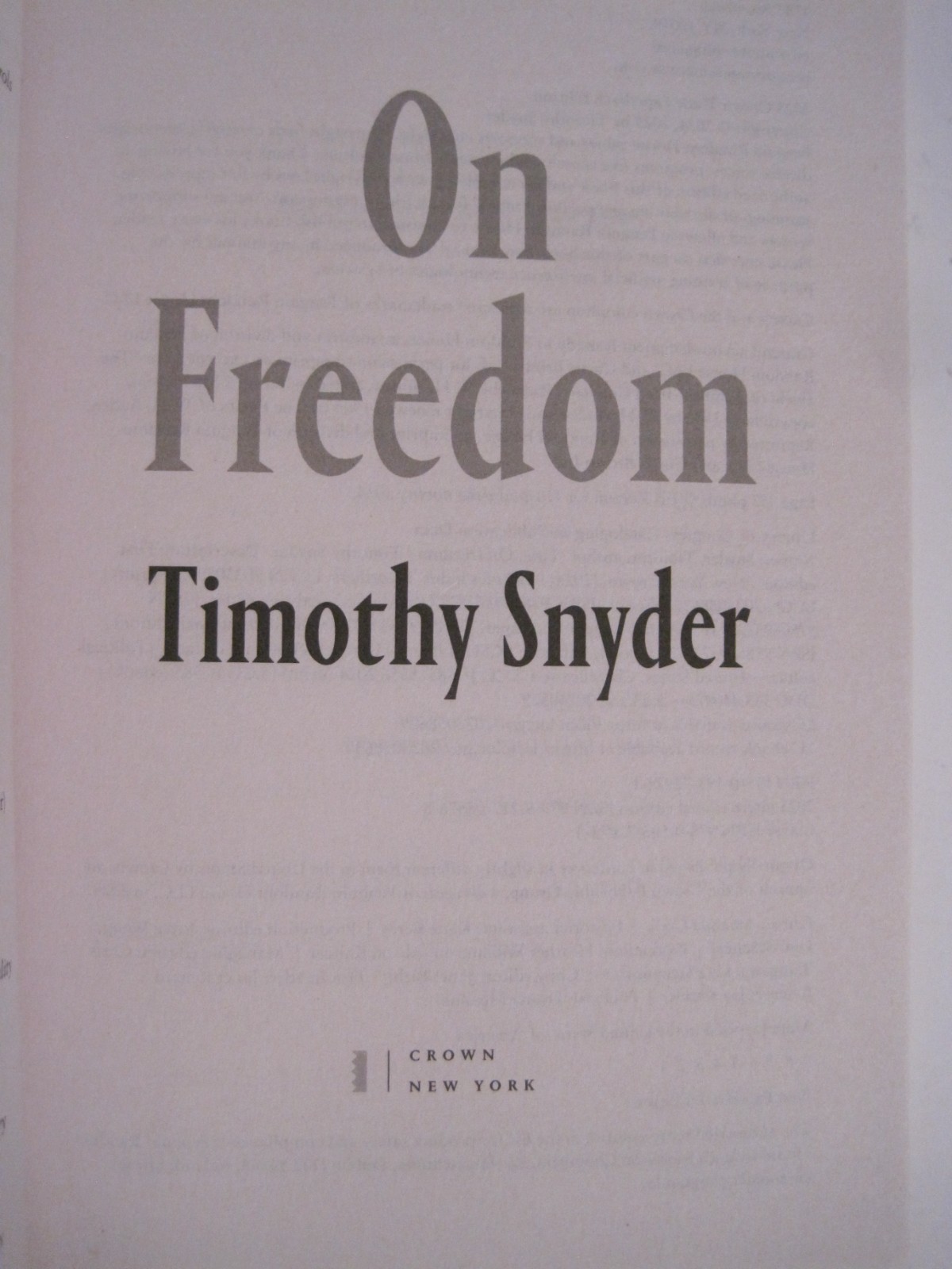 On Freedom by Timothy Snyder (SC OVSZ)