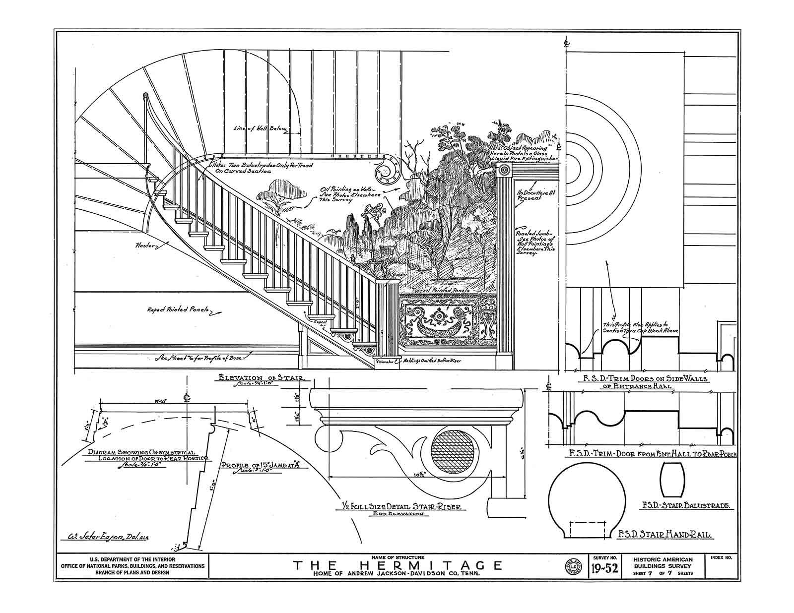 The Hermitage, Andrew Jackson House Drawings, Architectural Plan Drawings