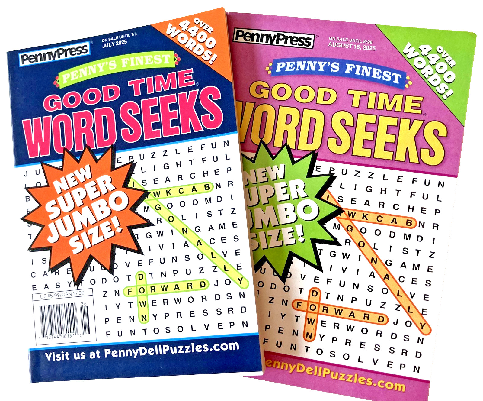 NEW Lot 2 Penny Press Finest GOOD TIME Word Seek Search Find Puzzle Books