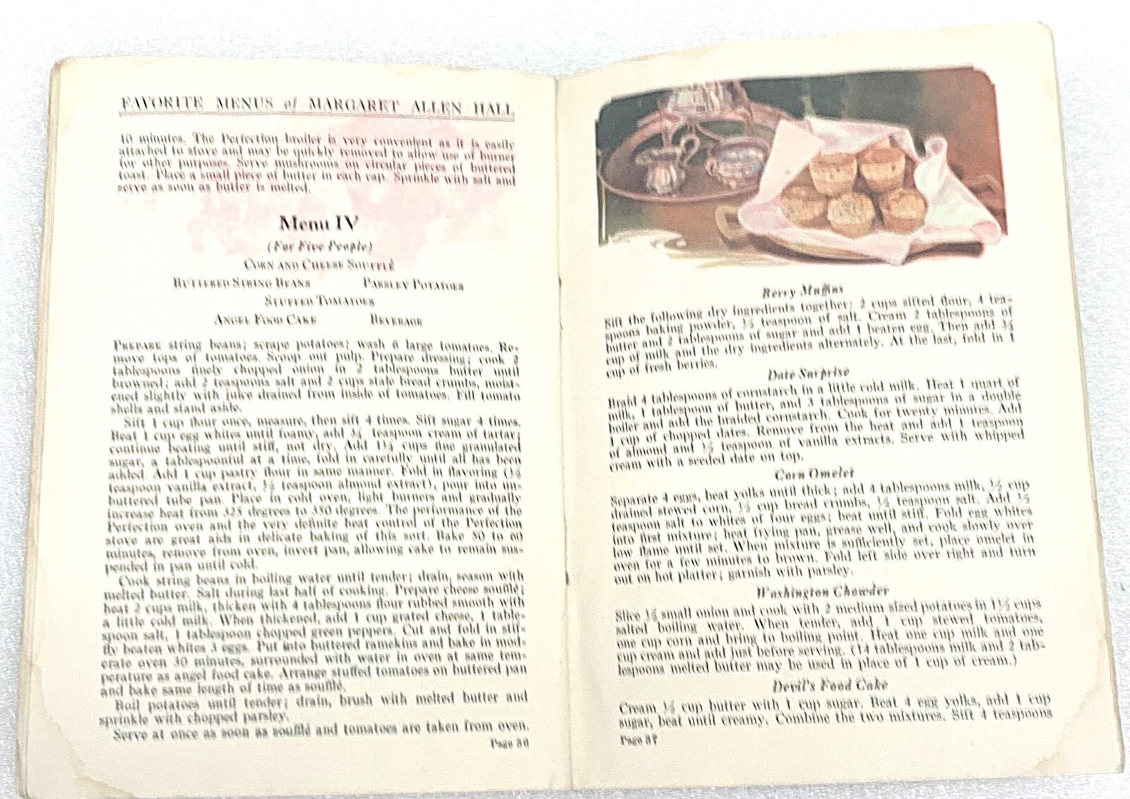 Favorite Menus & Recies of Six Famous Cooks Book 1928 61 Pages