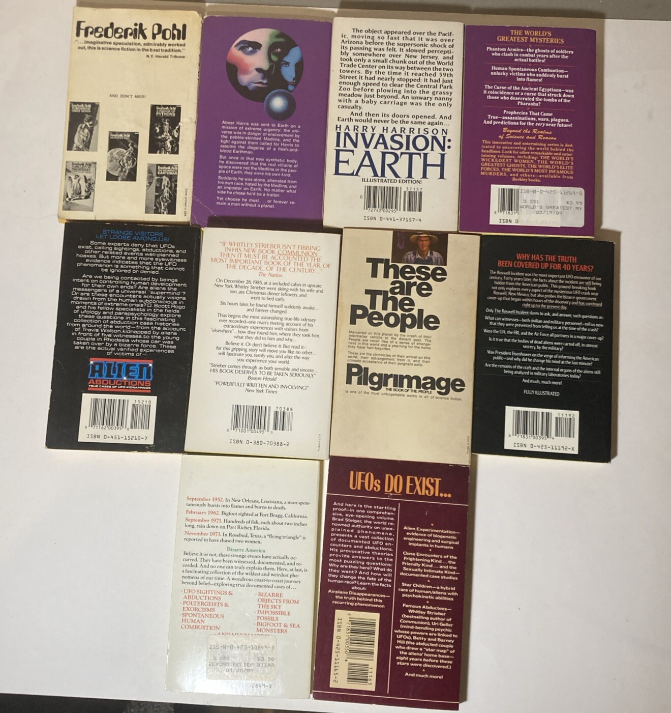 Lot of 10 Books Whitley Strieber Communion Alien Abductions D. Scott Rogo
