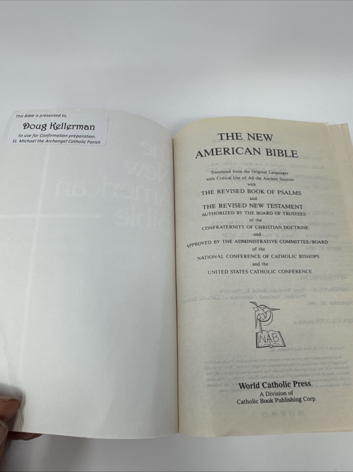 The New American Bible World Catholic Press 1991 PB