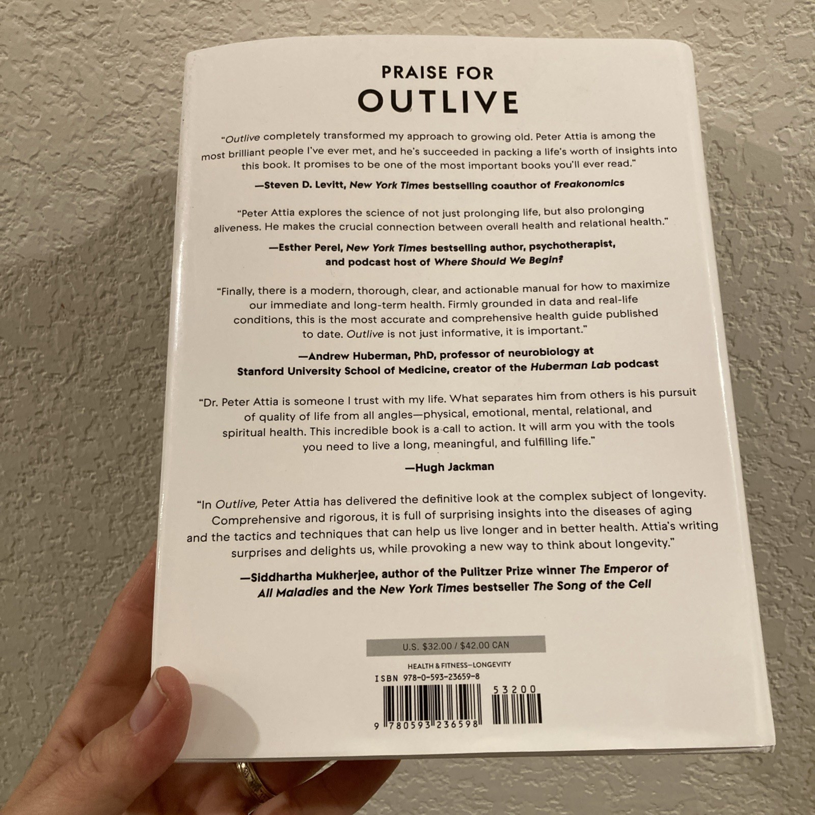Outlive: The Science and Art of Longevity – Hardcover – VERY GOOD