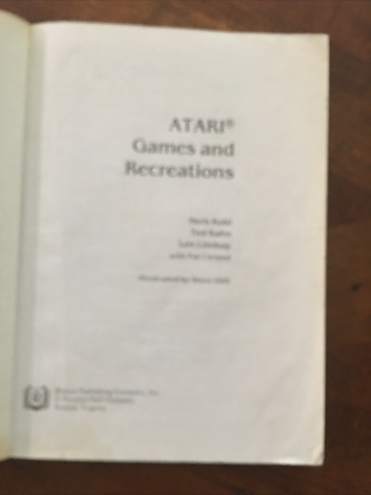 Atari Games & Recreation (Lindsay, Kahn, Kohl,Cleland, 1982) Vintage Atari Book!