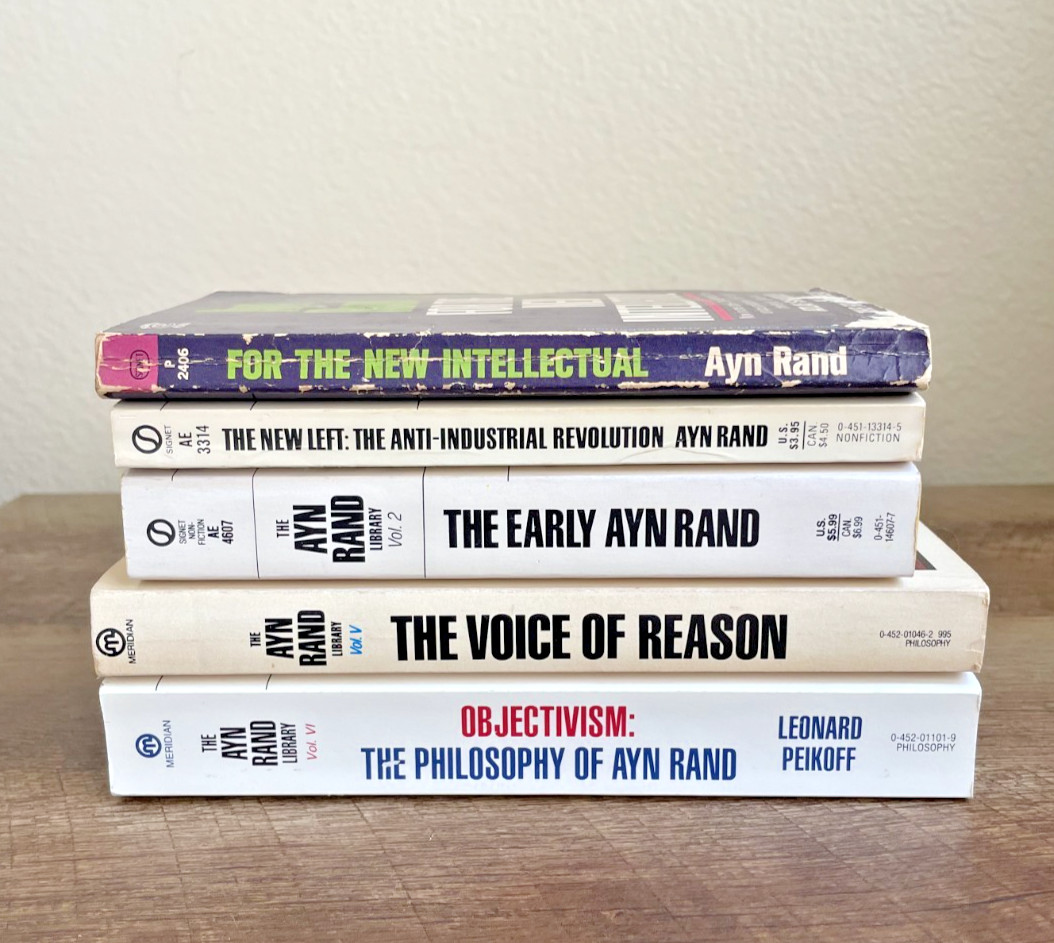 Ayn Rand Lot of 5 Vintage Paperback Books NEW LEFT, VOICE OF REASON, OBJECTIVISM