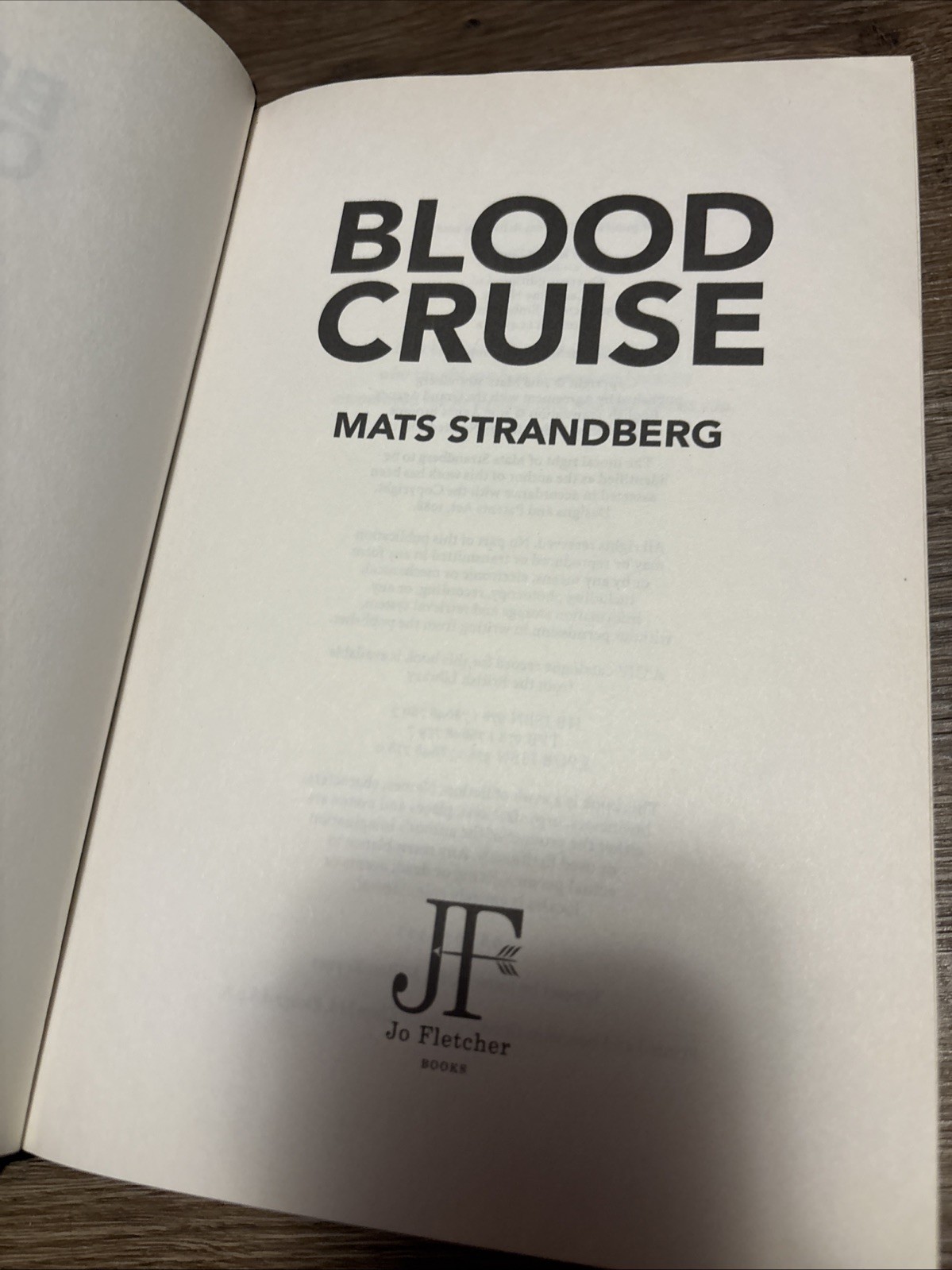 Blood Cruise by Mats Strandberg (1st English Printing, 2018)