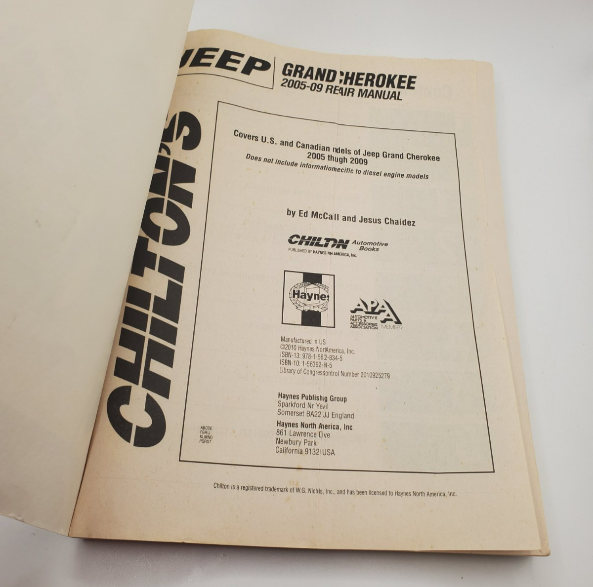 Jeep Grand Cherokee, 2005-2009 Repair Manual by Chilton 40604