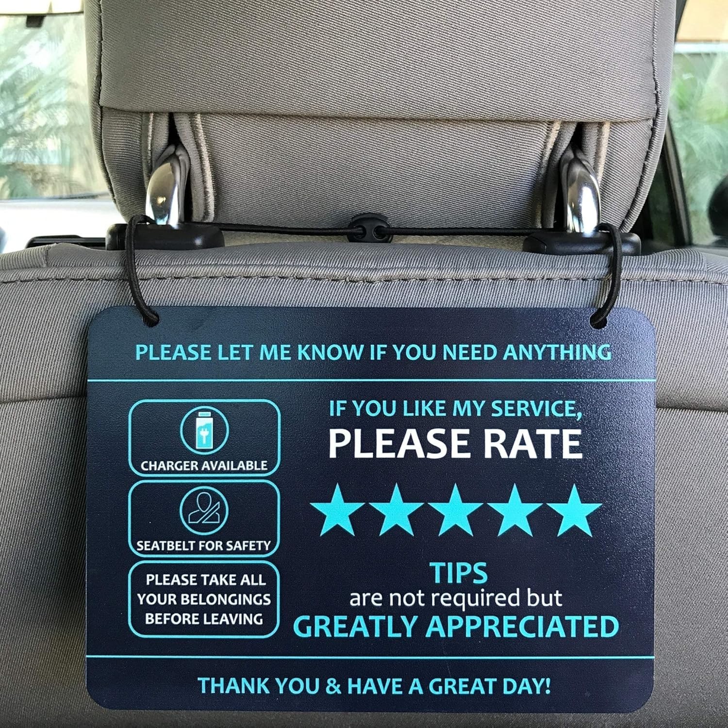 Water-Resistant Rideshare Headrest Signs – Enhance Tips & Maintain Cleanliness