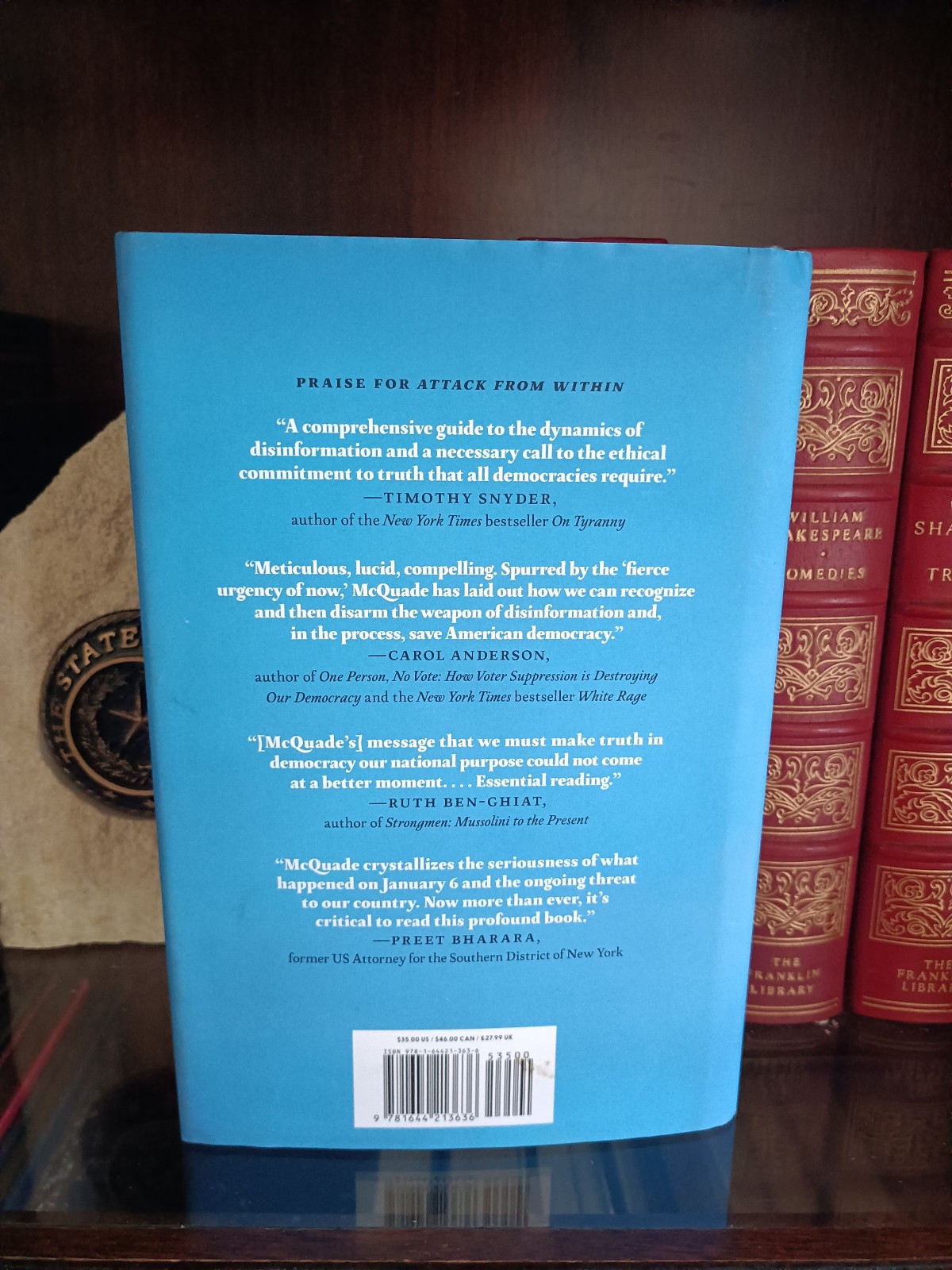 Attack From Within_Barbara McQuade_HCDJ_1st Edition / First Prnt_SIGNED_VeryGood