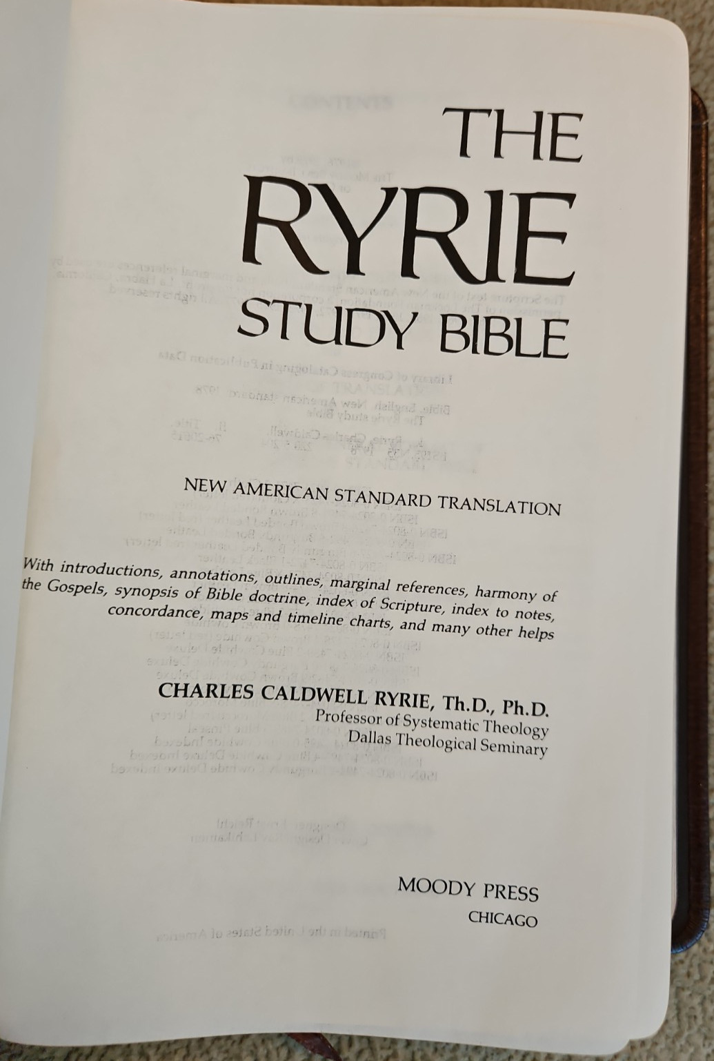 Ryrie Study Bible NASB Brown Leather 1978 Moody Press Charles C Ryrie Gold Edge