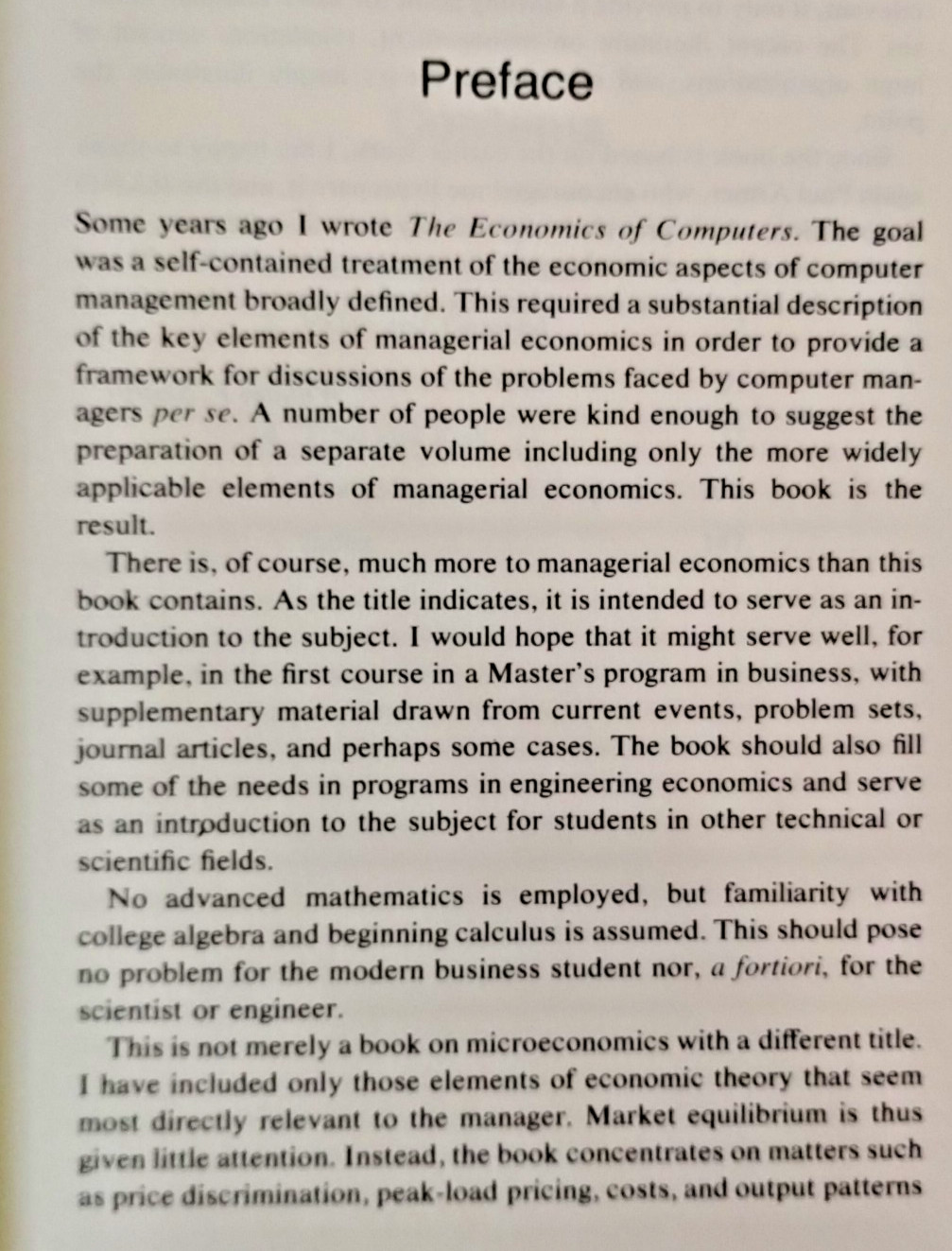Introduction To Managerial Economics By William Sharpe HC 1973