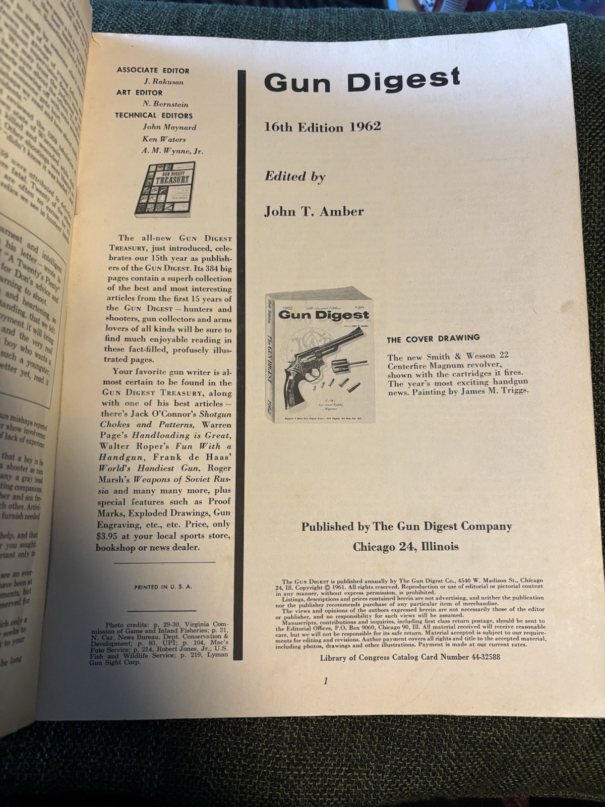 Vintage 1962 Gun Digest Book 16th Edition