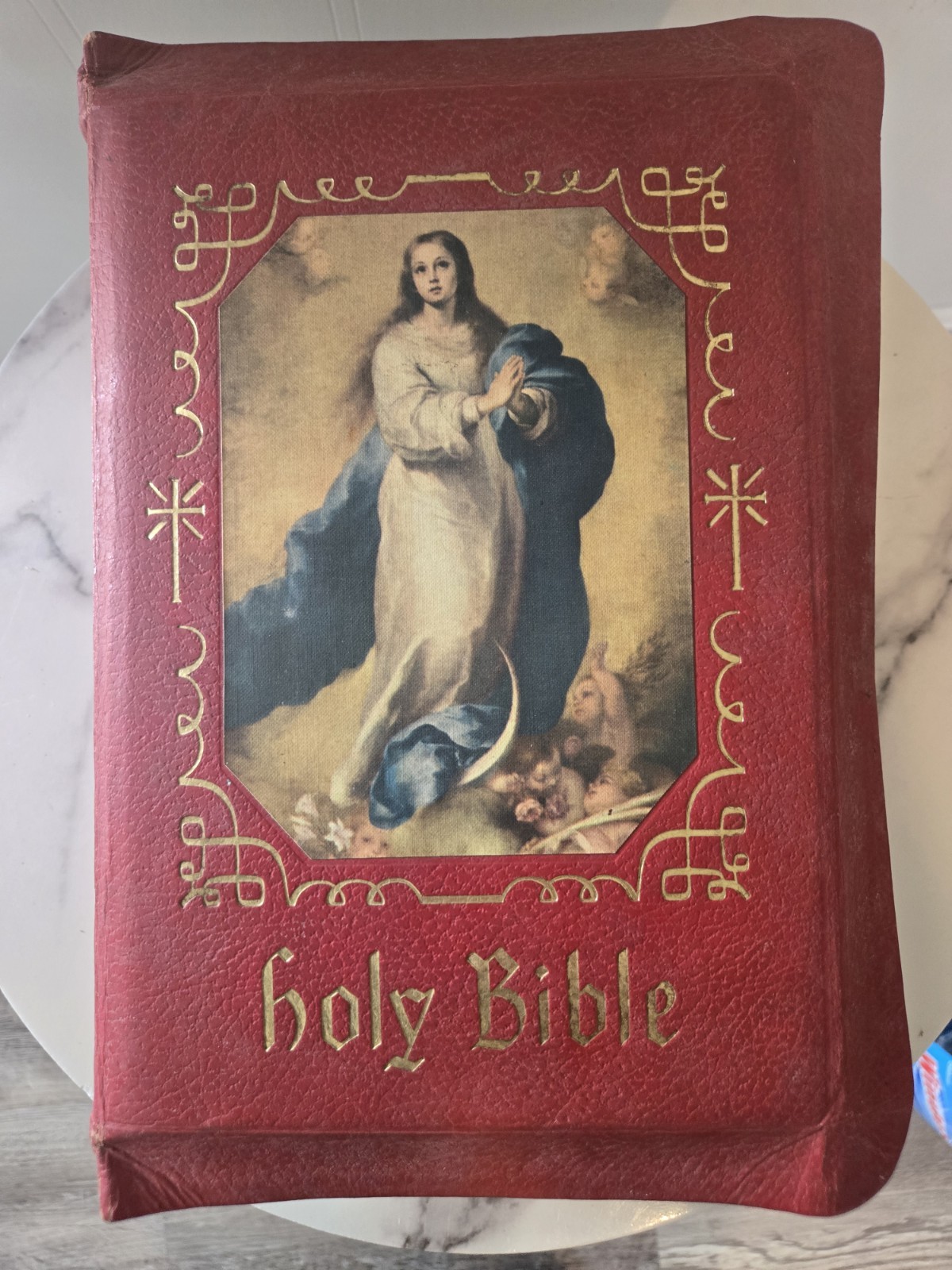 The Holy Bible Holy Angels Edition 1965 The Catholic Press Red Vintage Antique