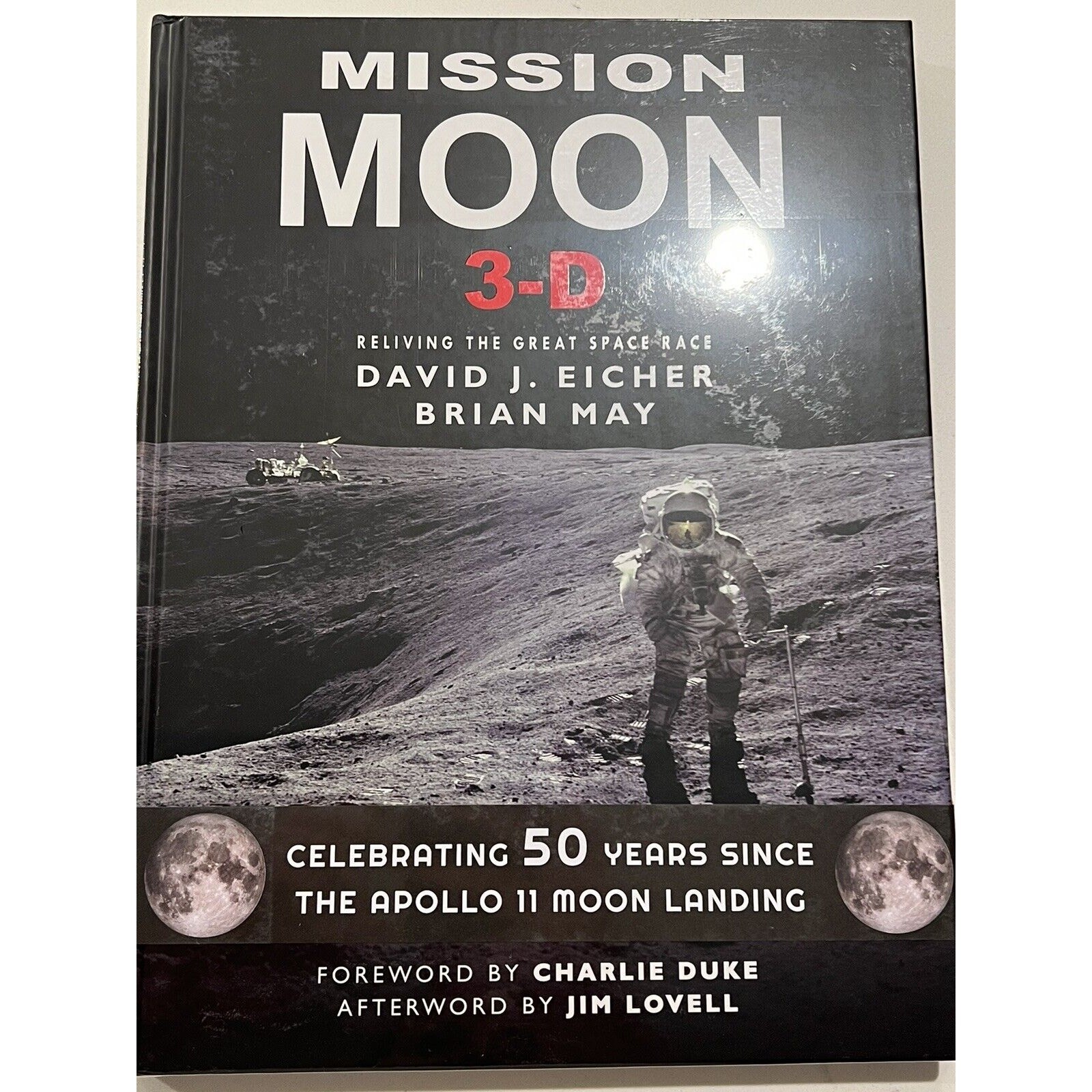 Brian May Signed Book David Eicher Mission Moon 3-D Stereo Autographed