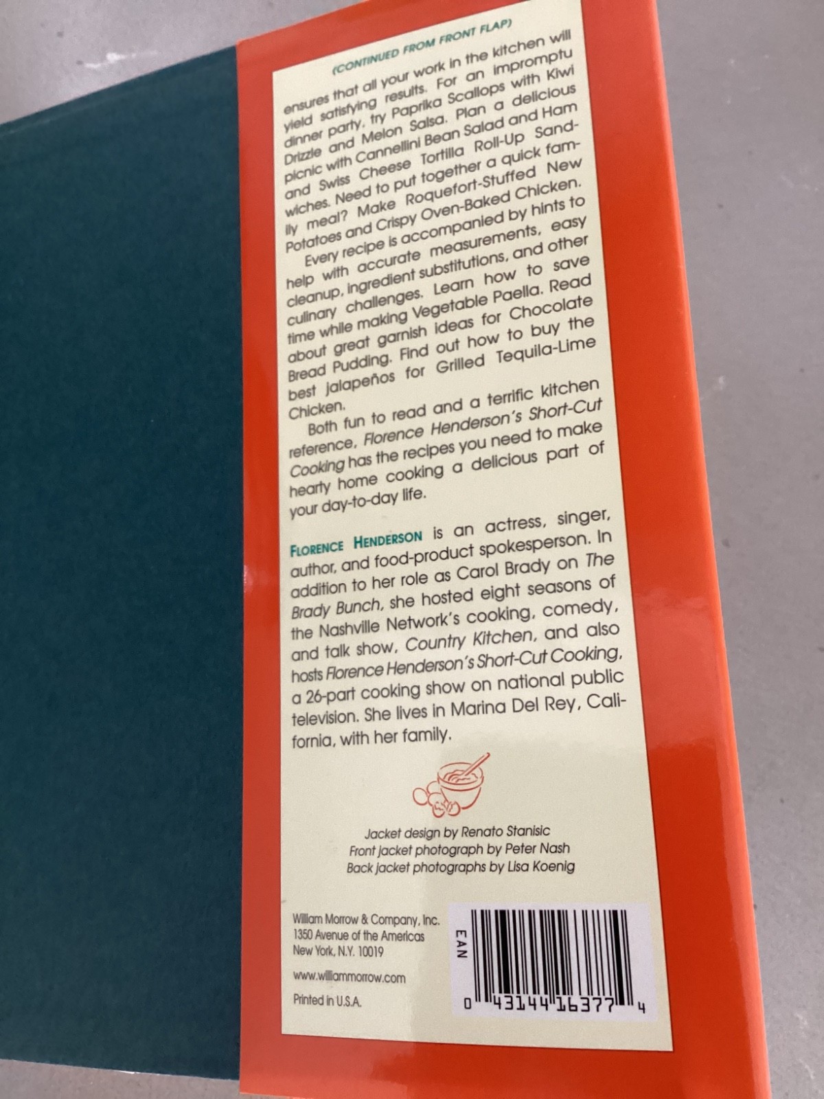 Florence Henderson’s Short-Cut Cooking First Edition Cookbook