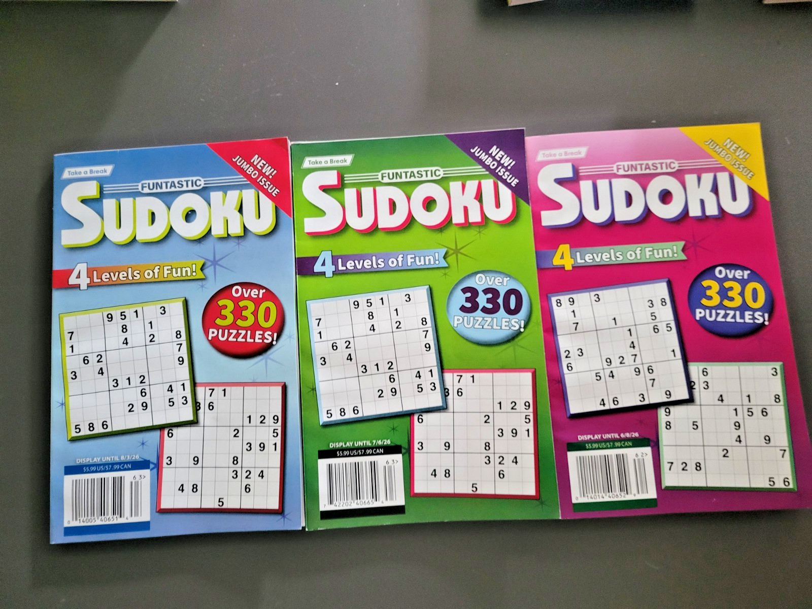 Lot of 3 Funtastic Sudoku Books by Take-A-Break – 990+ Challenging Puzzles