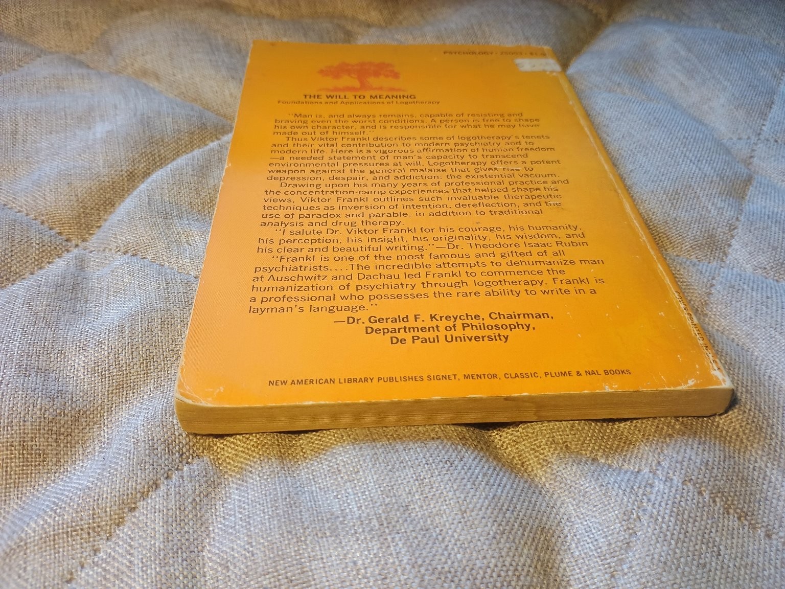 The Will to Meaning Viktor Frankl 1970 Plume Psychology Paperback