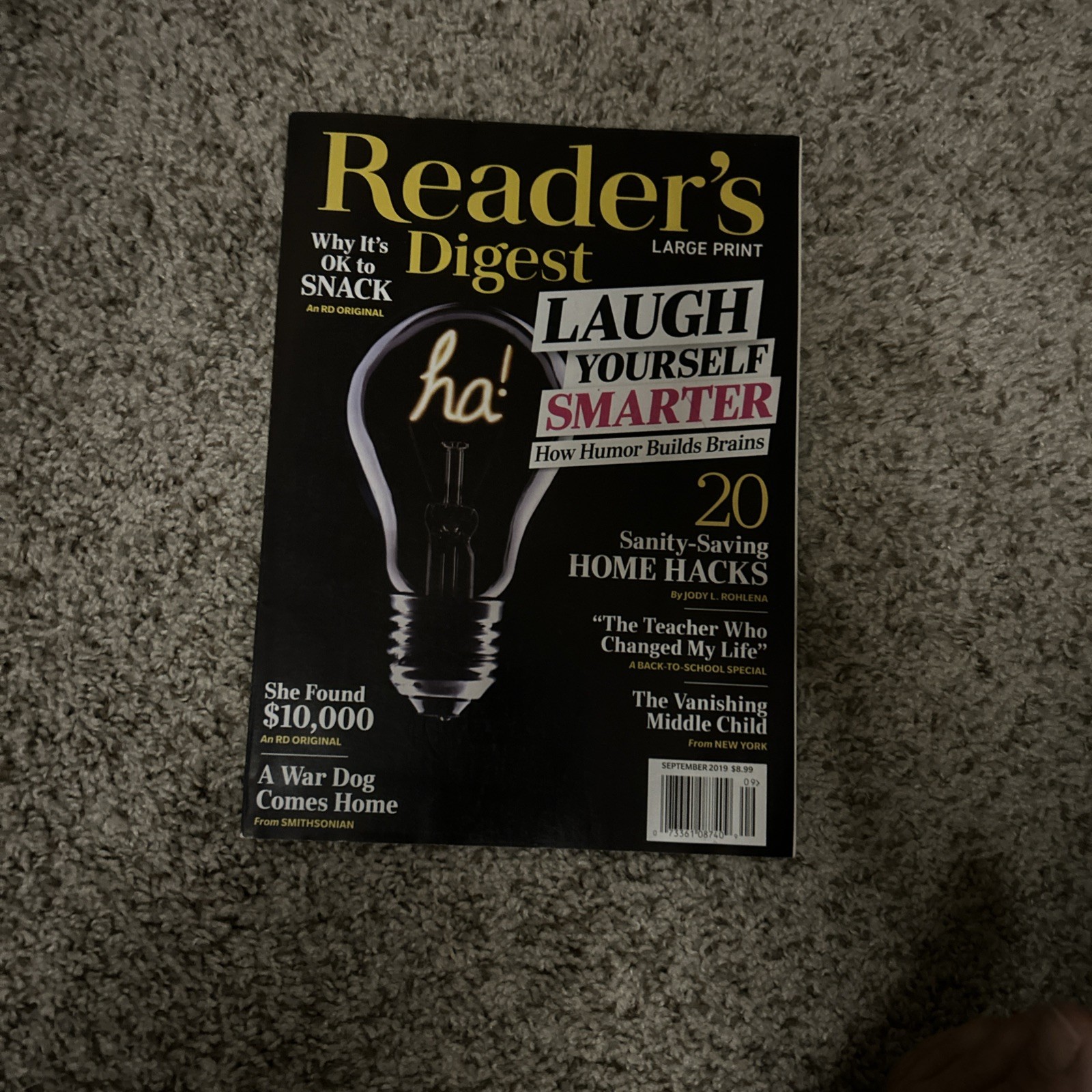 Reader’s Digest LARGE PRINT Magazine September 2019 – Laugh Yourself Smarter