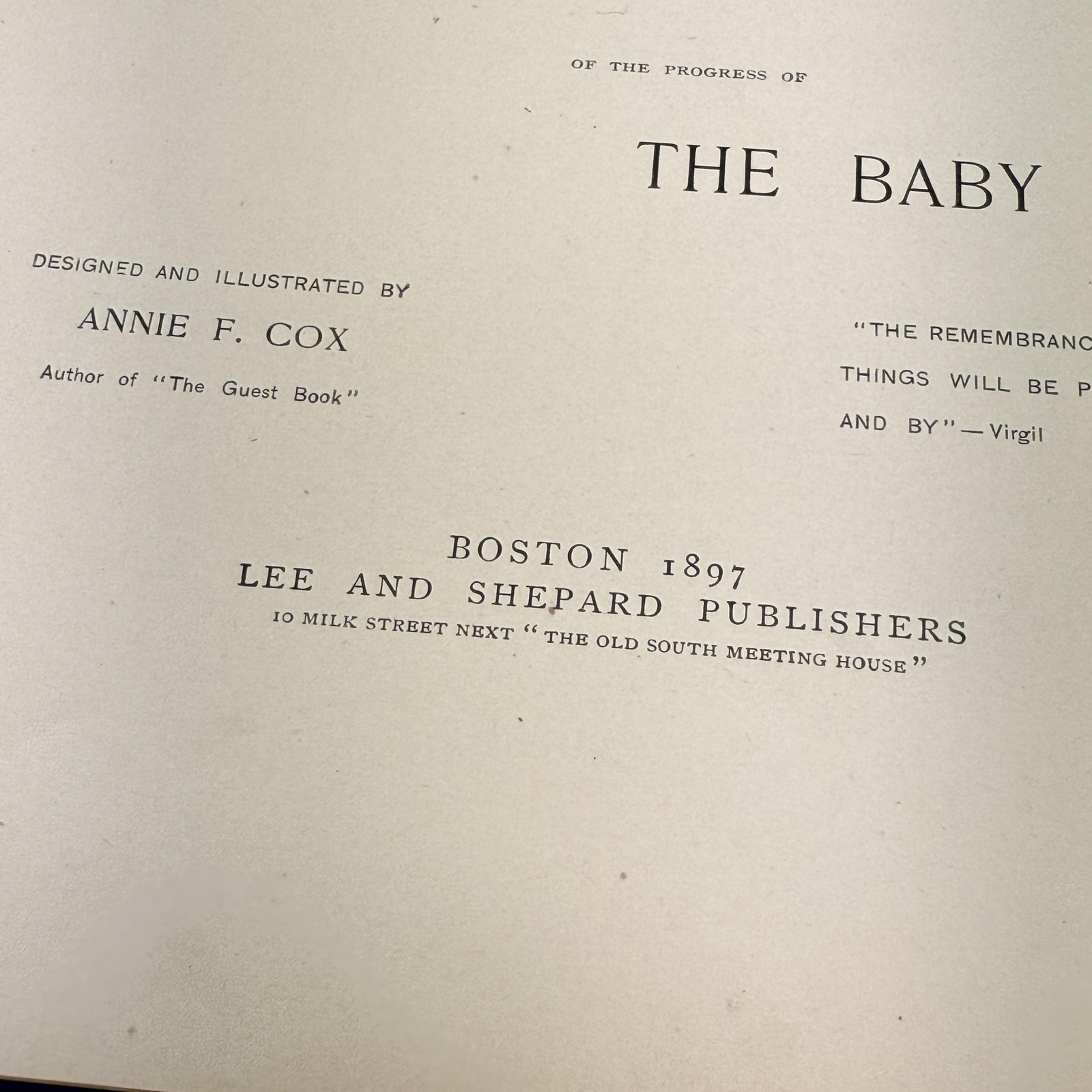 Vintage 1897 Baby’s Kingdom Annie F. Cox Baby Memory Book Hardcover Boston MA