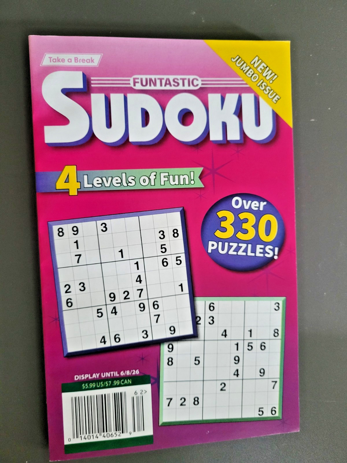 Lot of 3 Funtastic Sudoku Books by Take-A-Break – 990+ Challenging Puzzles