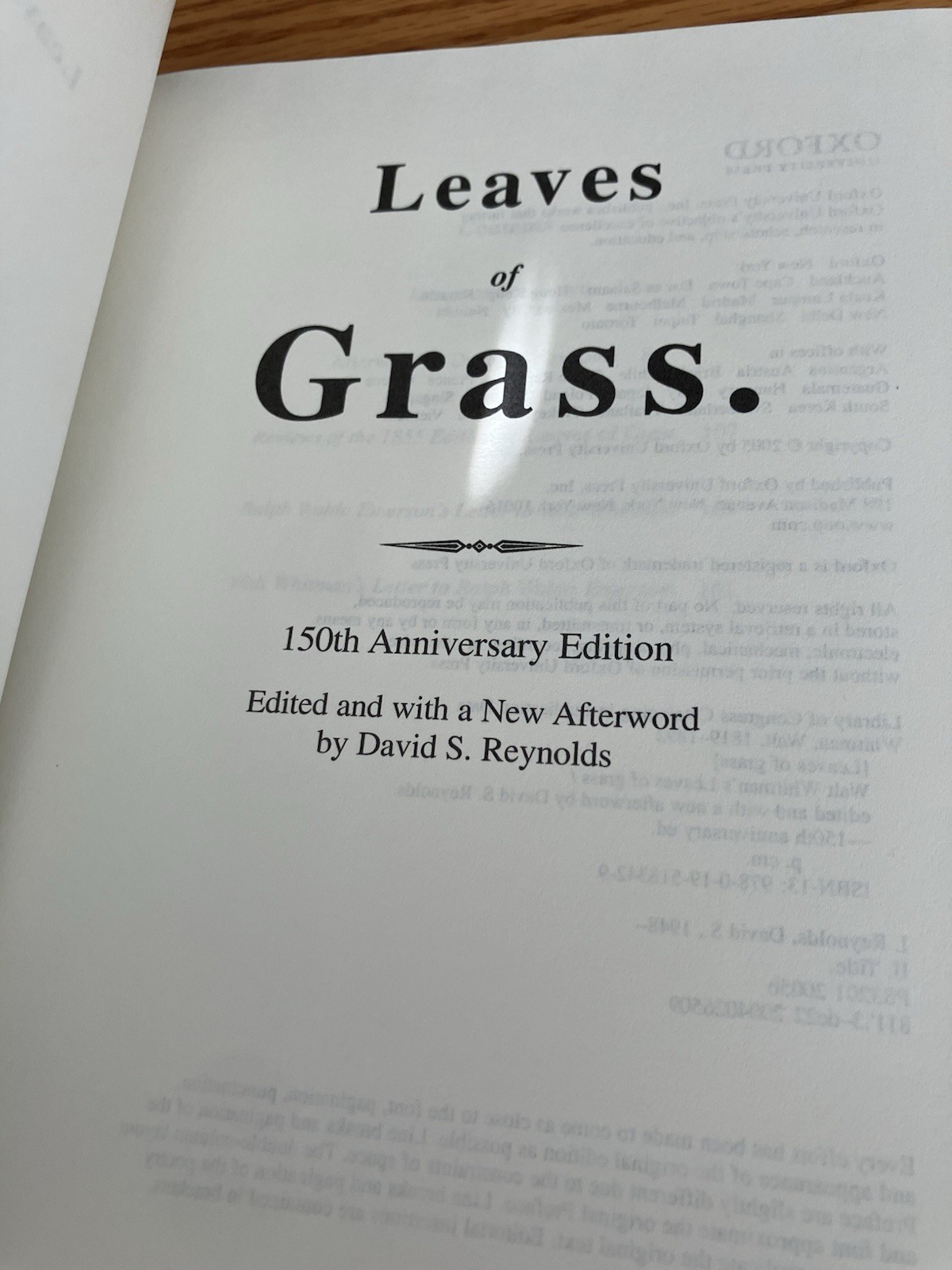 Oxford University Press Leaves of Grass 150th Anniv HC Walt Whitman 2005