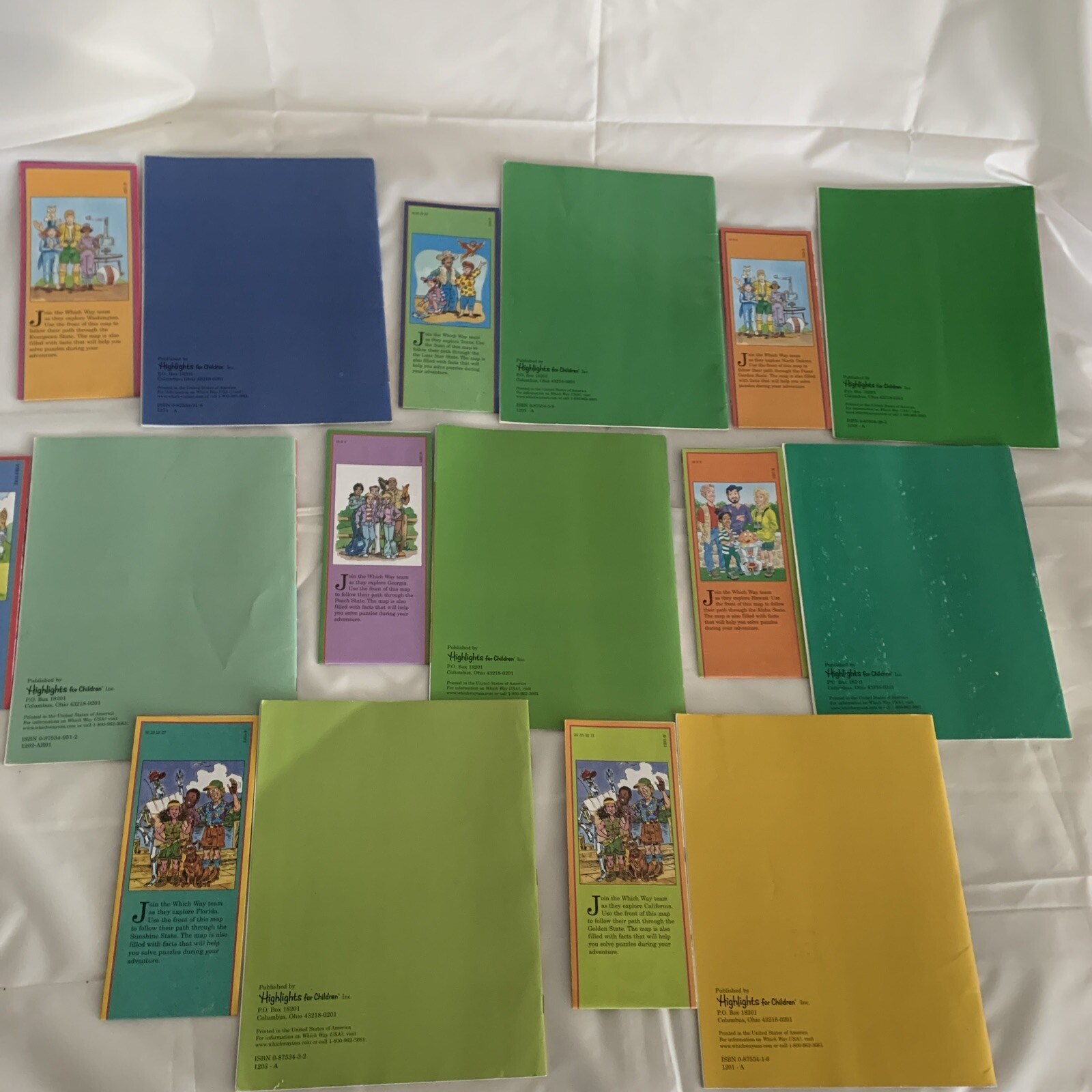 Highlights Which Way USA? State Puzzle Activity Book & Map Lot of 8 Home School