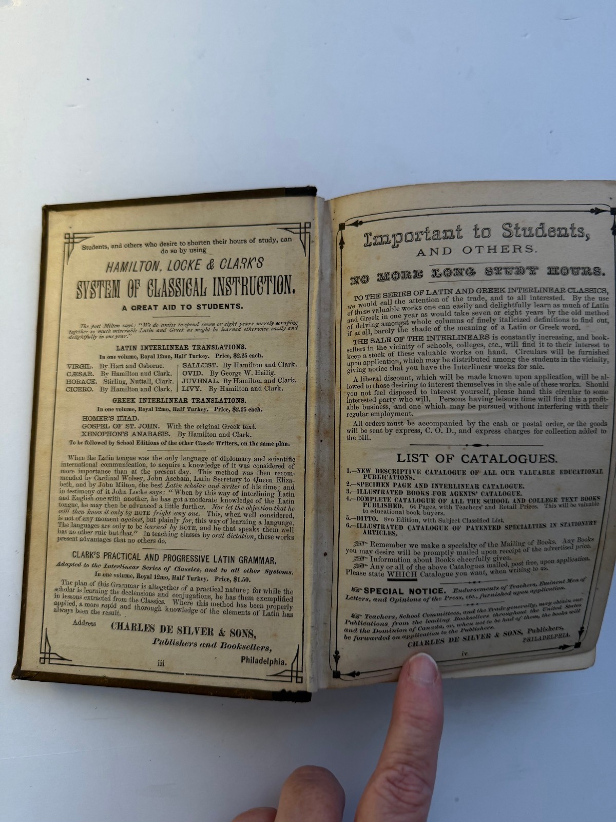 CICERO Interlinear – CLARK – Charles de Silver & Sons, 1885