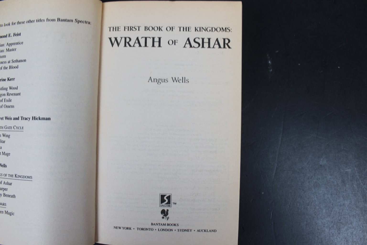 Wrath of Ashar Angus Wells 1990 Fantasy Bantam Spectra Book PB