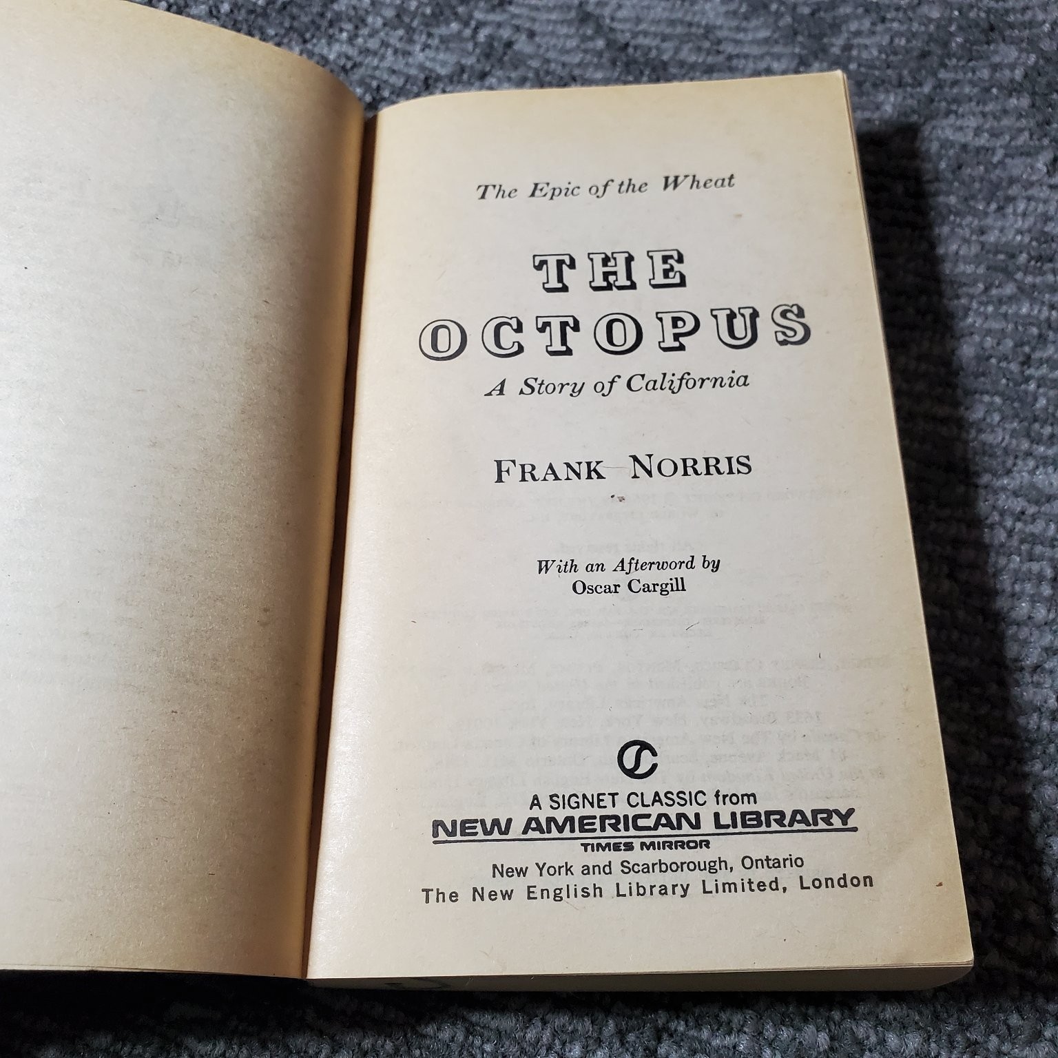 The Octopus Frank Norris 1964 Signet Classic Fiction California Novel