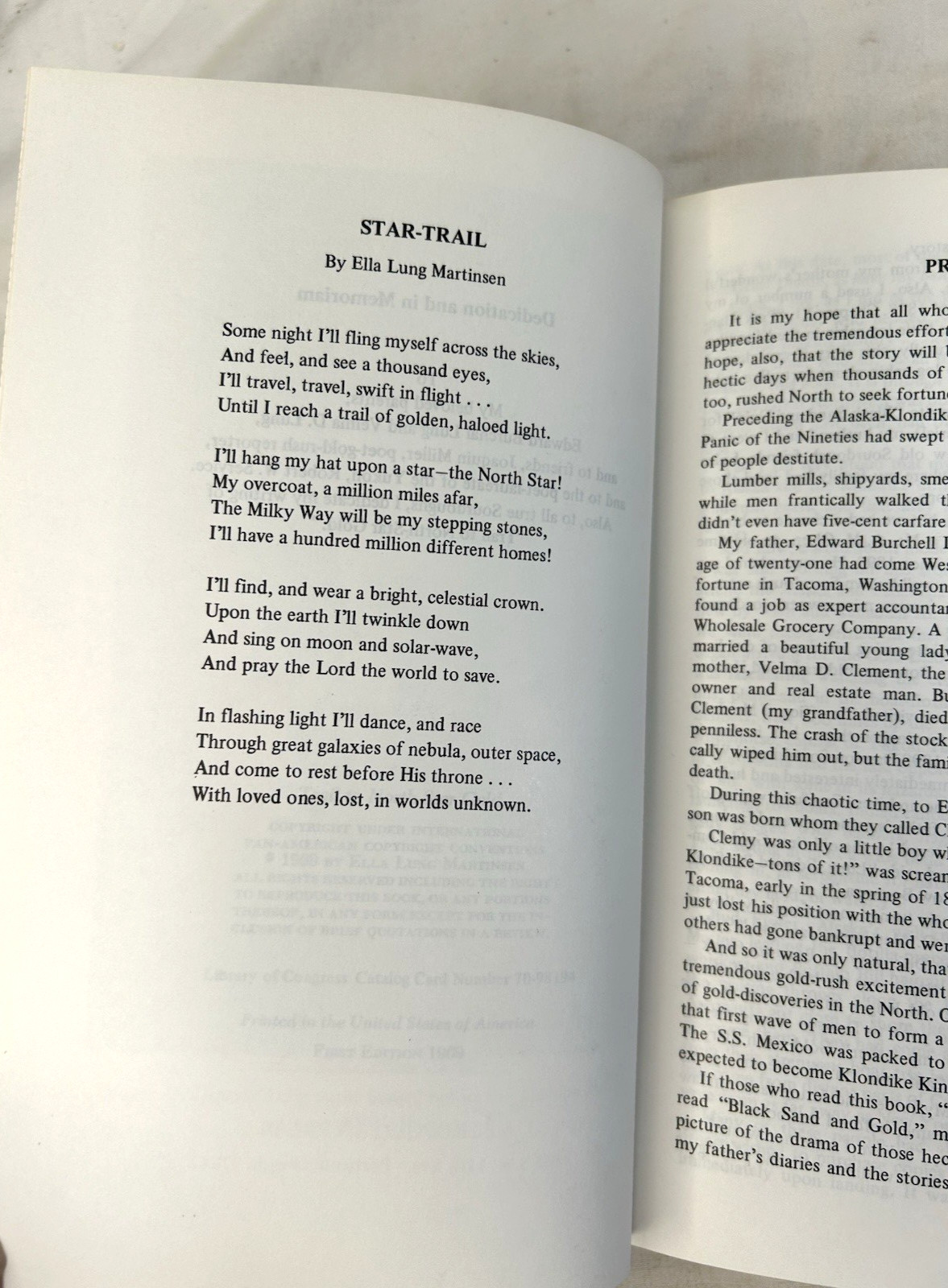 Trail to North Star Gold- Ella Lung Martinsen 1969 HCDJ 1st Edition Alaska Rush