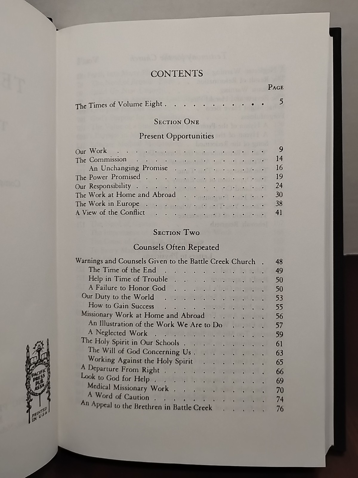 Testimonies for the Church : Volume 8 – Ellen G. White – 1948 – Hardcover