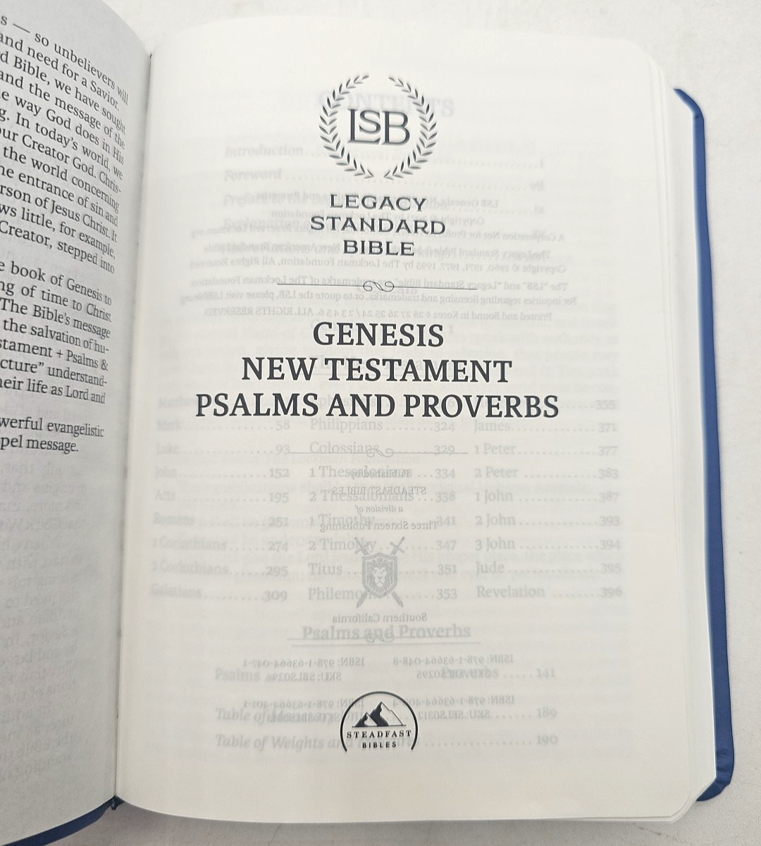 Legacy Standard Bible Genesis New Testament Psalms Proverbs ​Blue Steadfast 2021