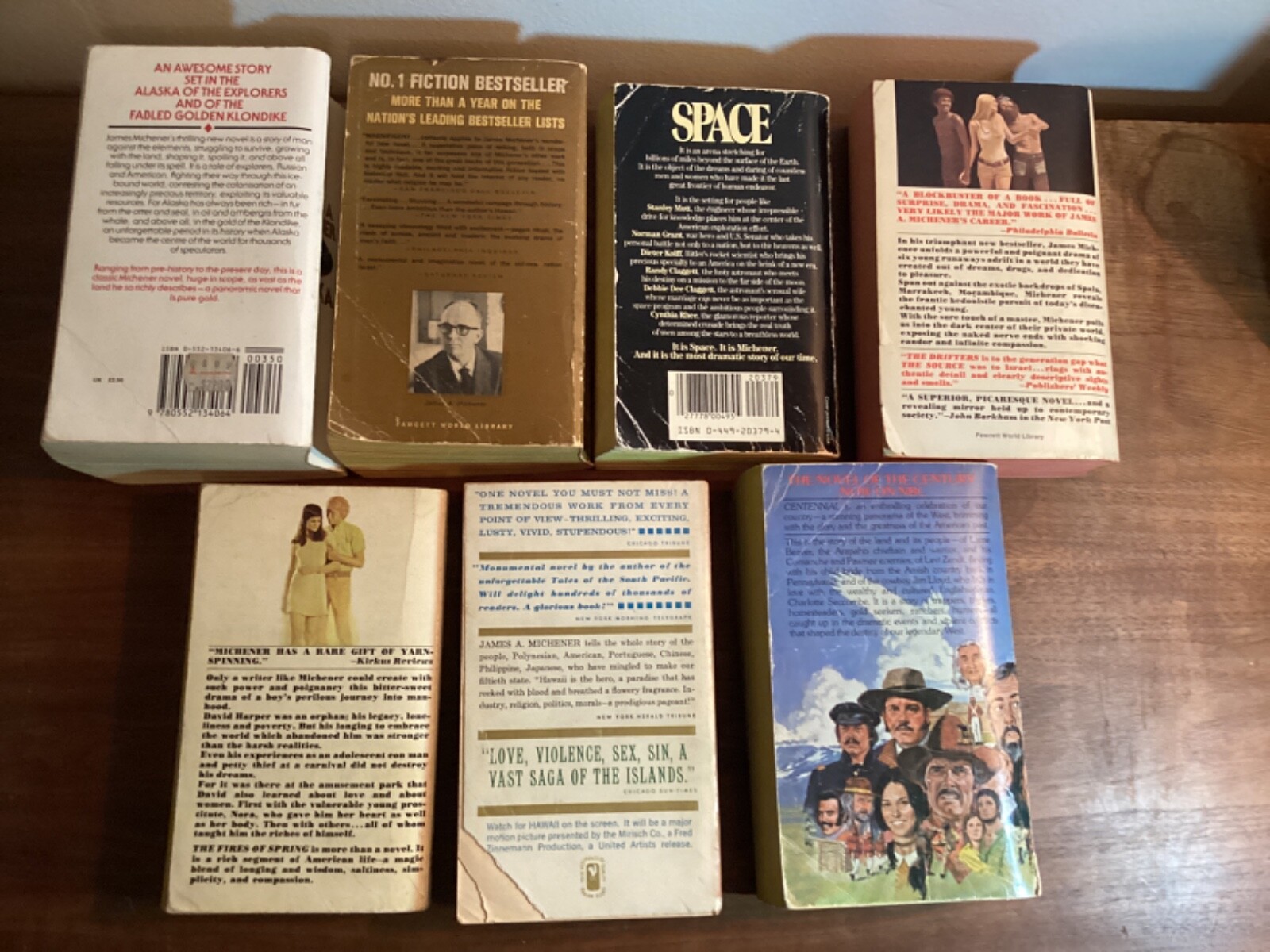 JAMES A. MICHENER Books LOT OF 7 Vintage Paperback Softcover MIXED Set 1960-1988