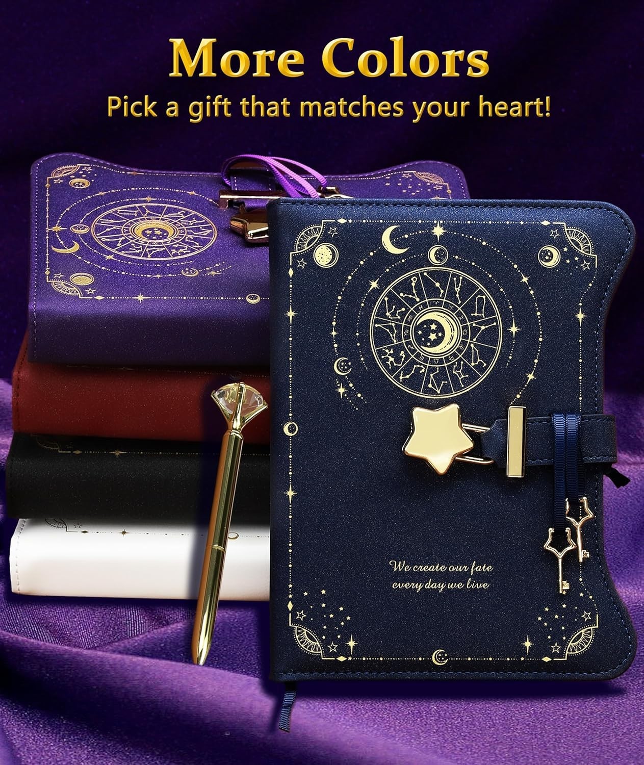 Inspirational Faux Leather Diary with Lock & Pen – 360 Pages of Dreams