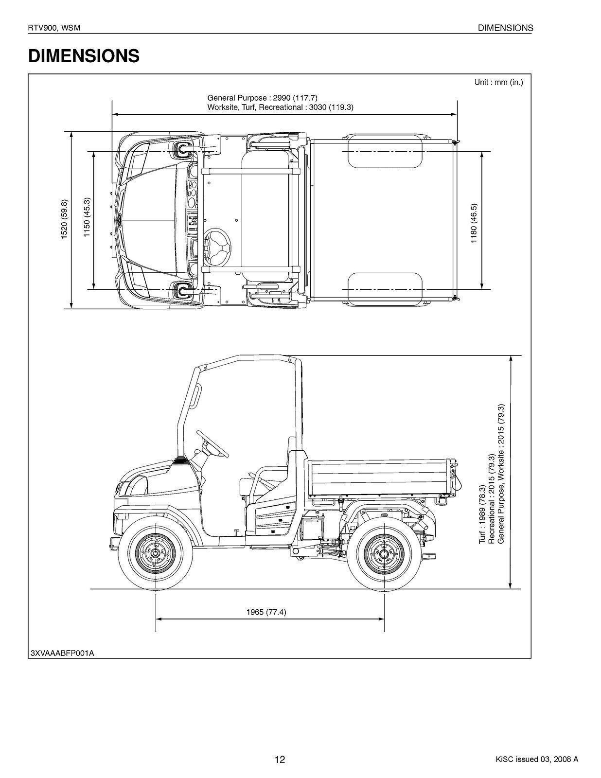KUBOTA RTV900 WORKSHOP MANUAL – FULL COLOR – WIRE BIND – ROBUST JACKET
