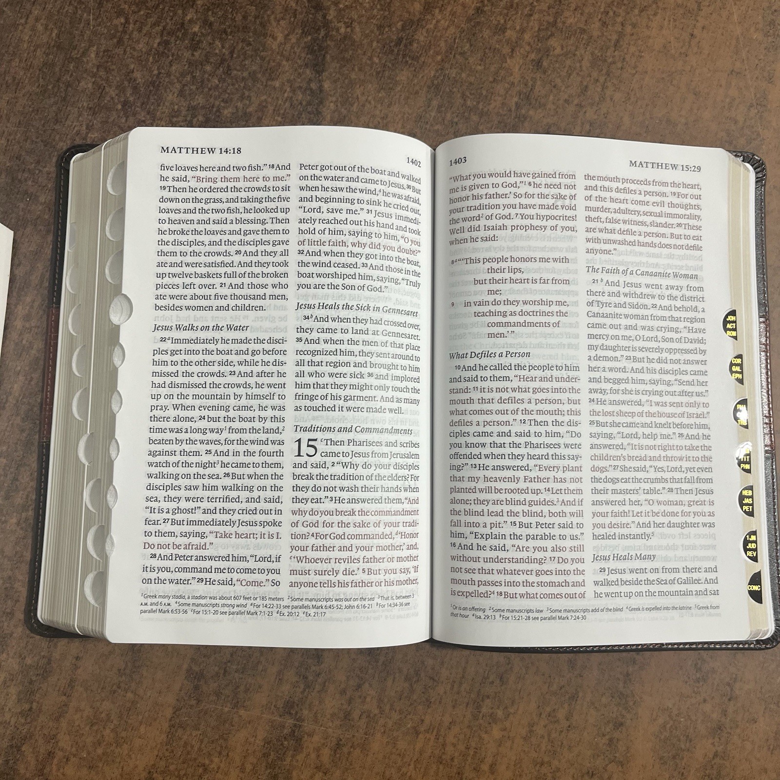 ESV Giant Print Personal Size Bible Thumb Indexed – Forest / Tan Trail TruTone