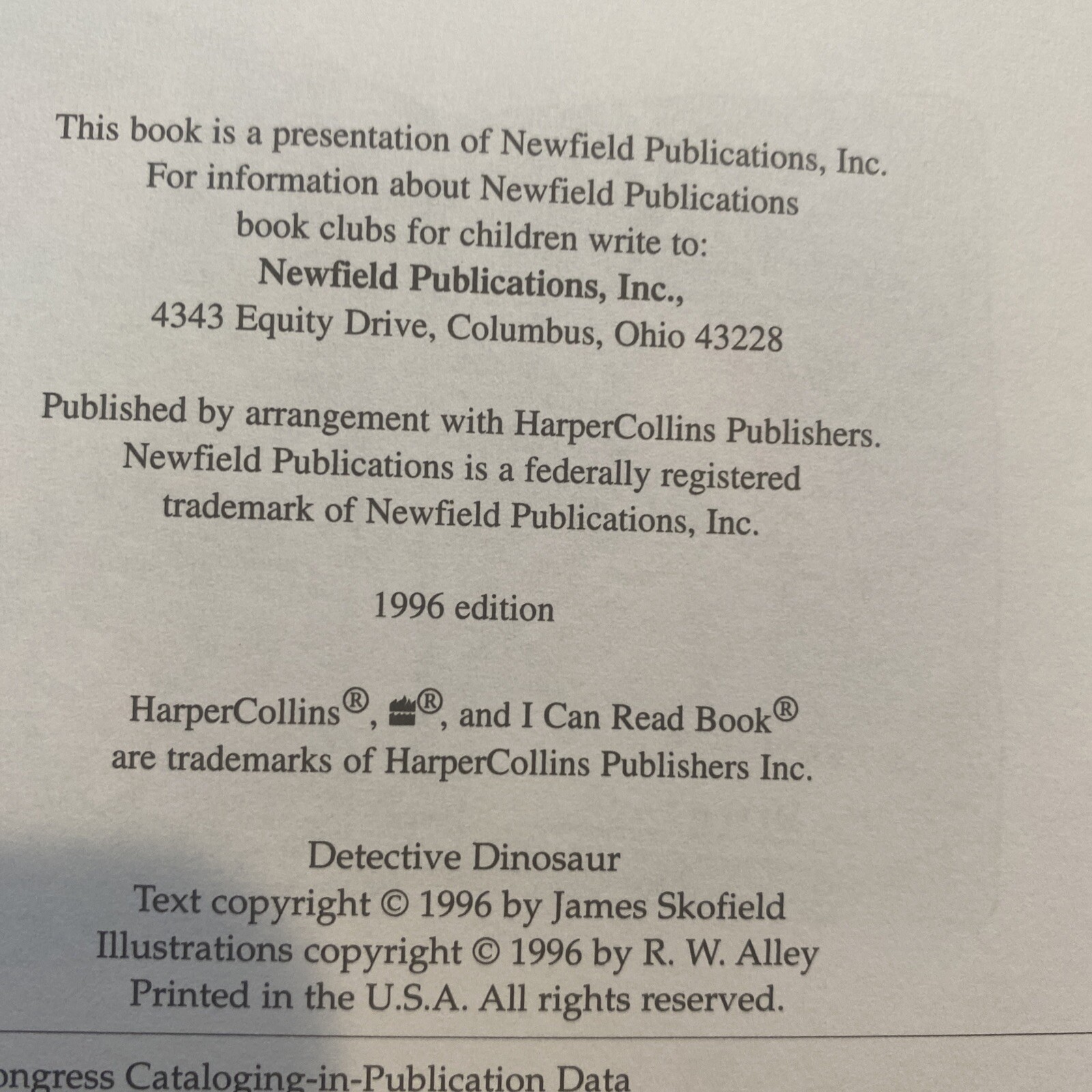 Detective Dinosaur; I Can Read Book HC James Skofield, 1996 Edition