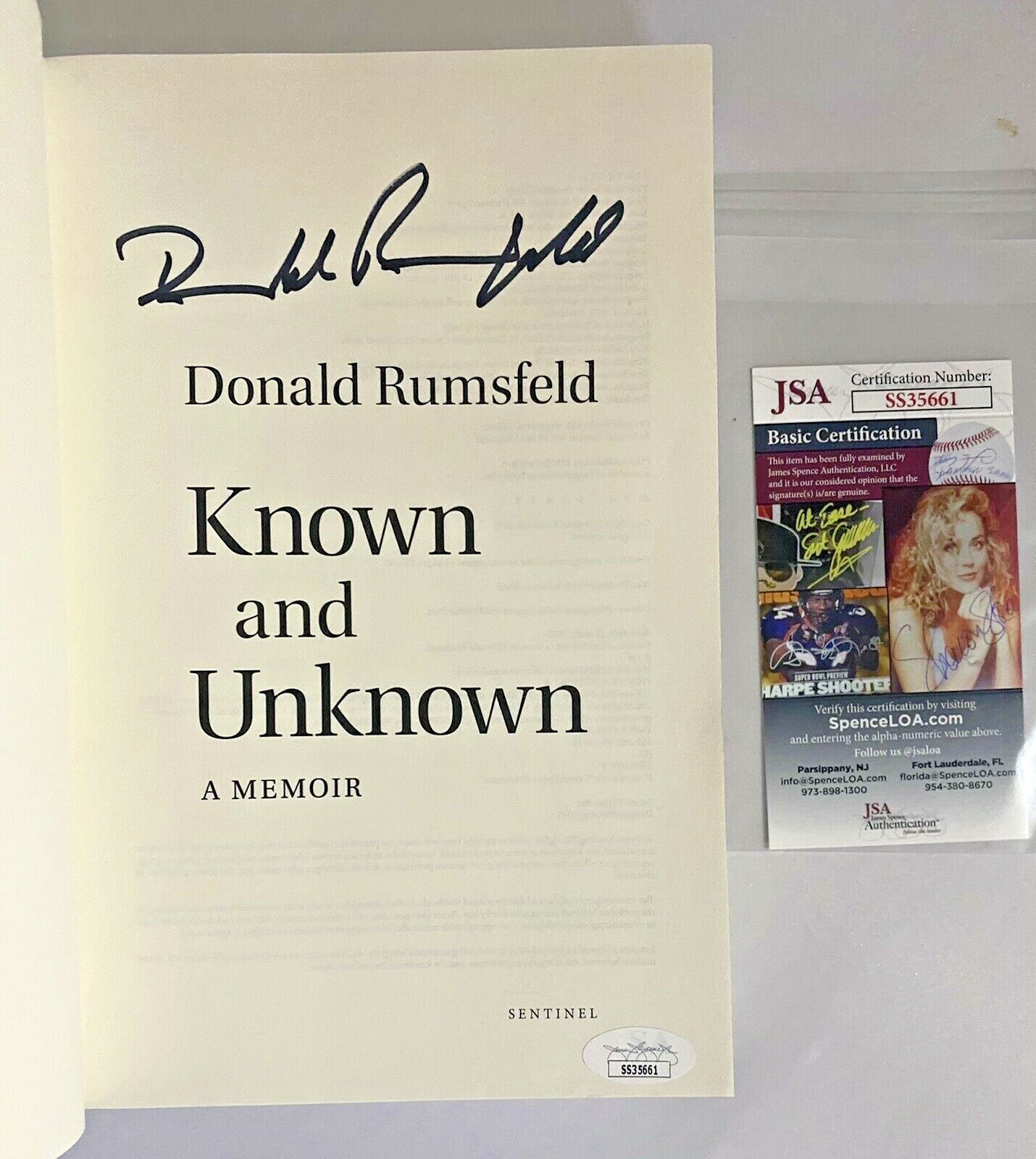 Donald Rumsfeld JSA COA Authenticated SIGNED Memoir – Autograph