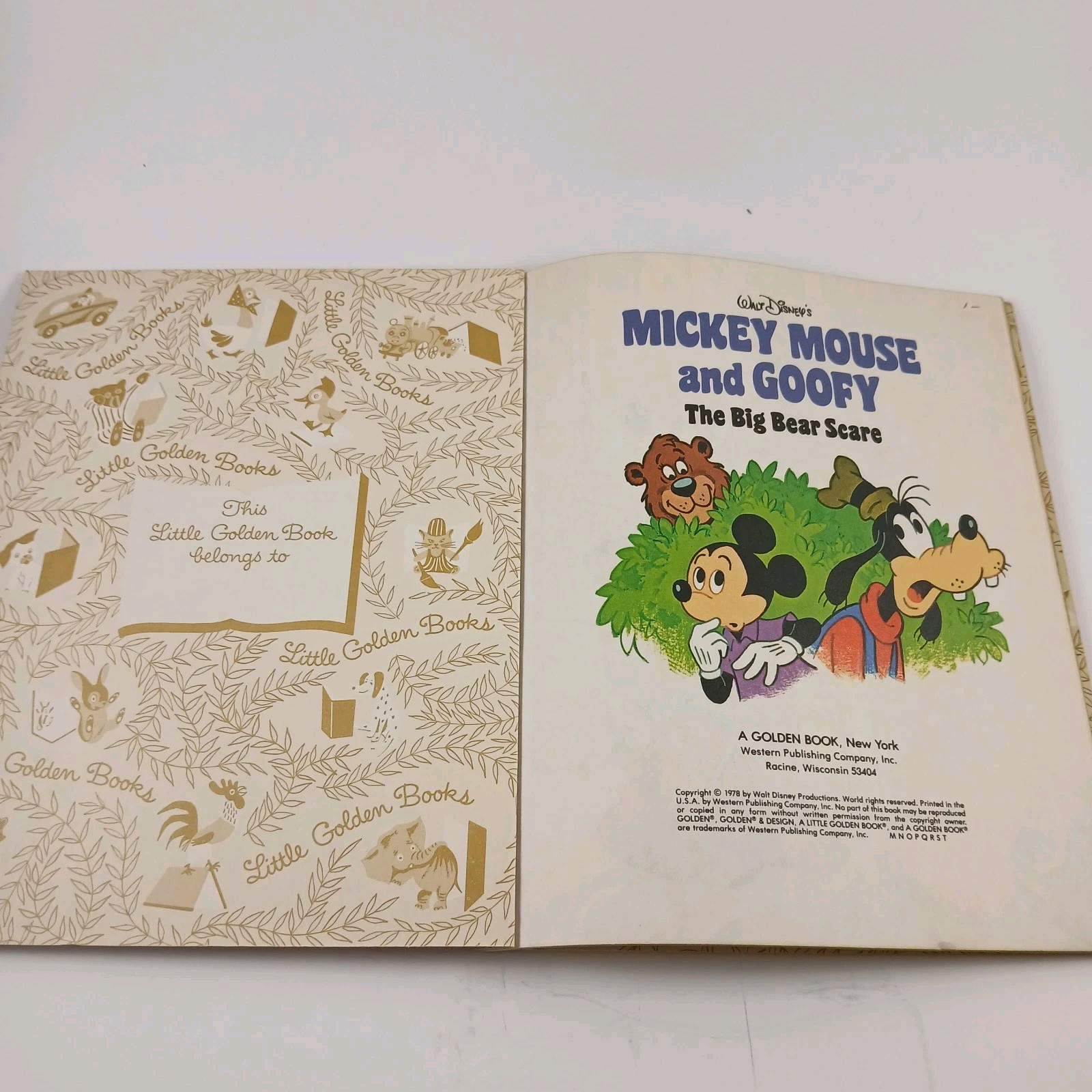 Vintage 1978 Walt Disney Mickey Mouse And Goofy Big Bear A Little Golden Book