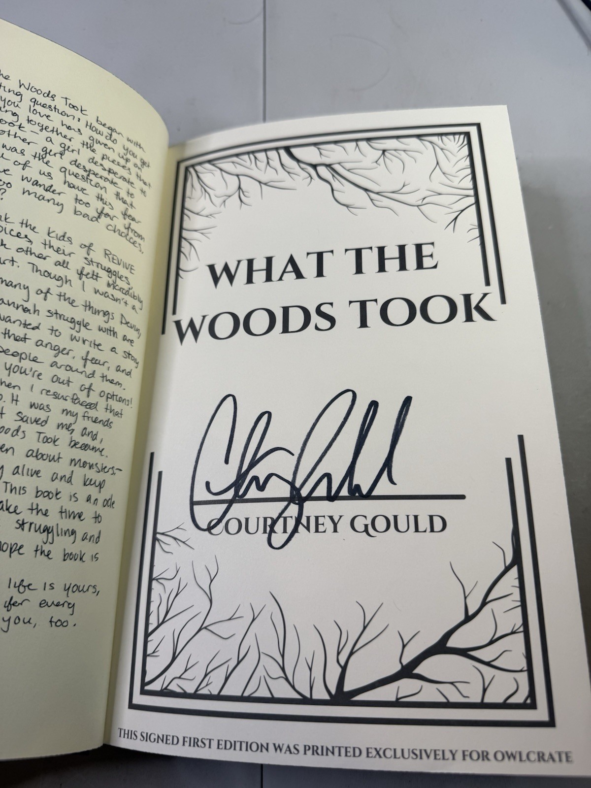 What The Woods Took Book by Courtney Gould OwlCrate Signed Edition Sprayed Edges