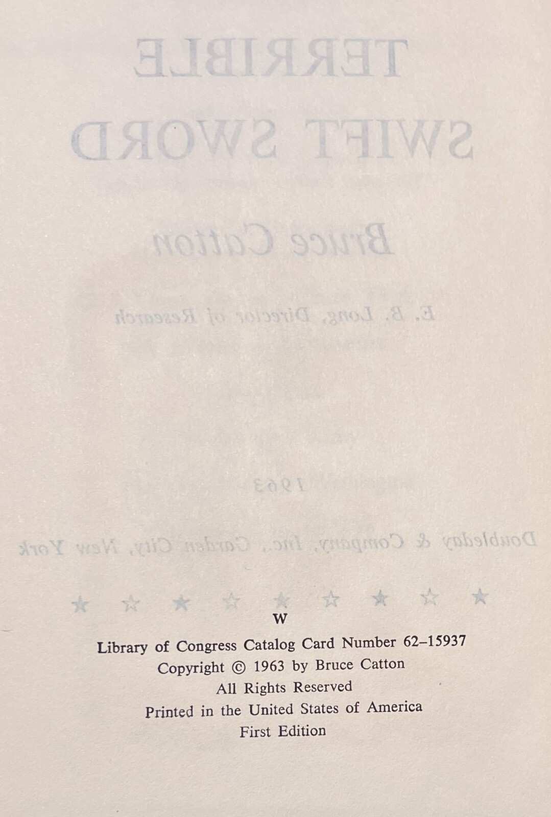 TERRIBLE SWIFT SWORD by Bruce Catton (1963, Hardcover) First Edition